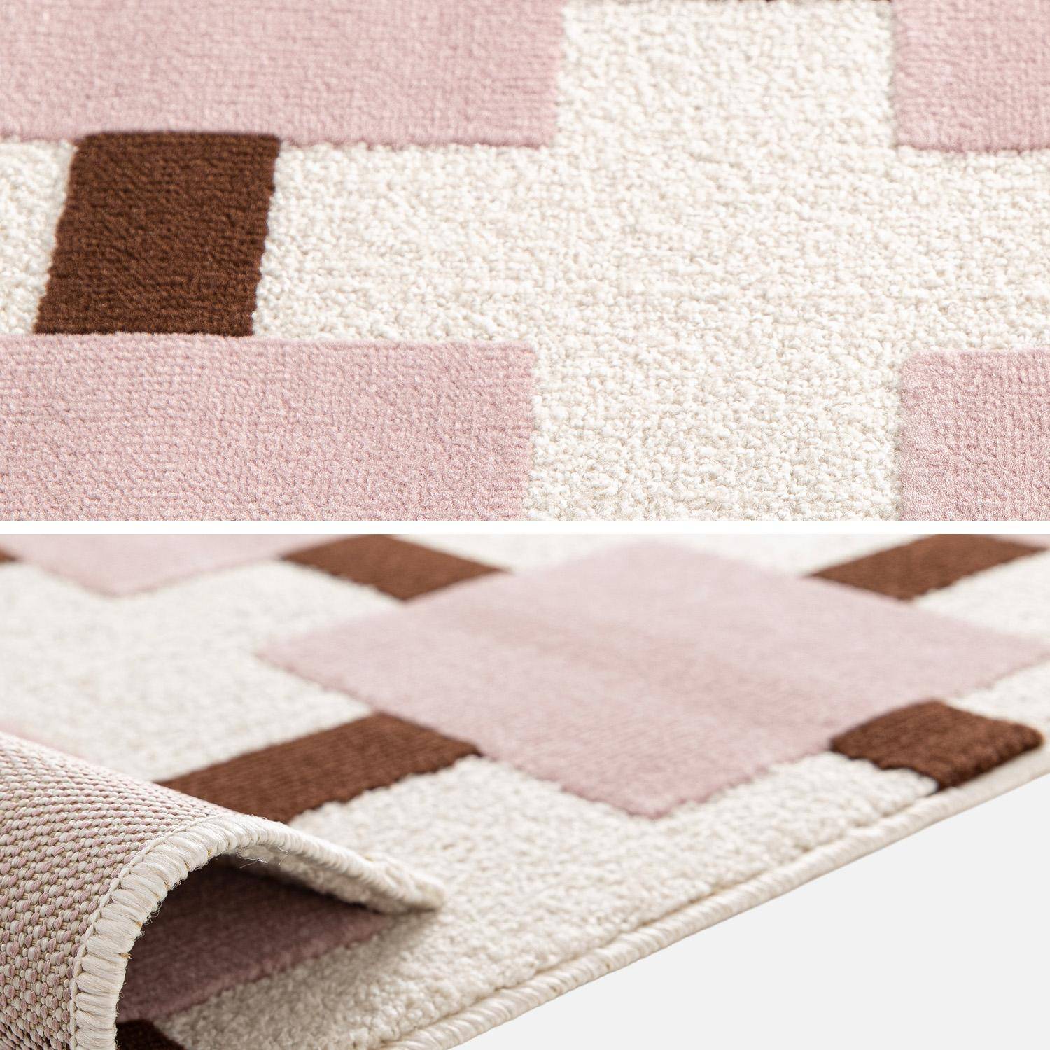Tapis intérieur motif à carreaux rose et marron 120x170cm - Thelma,sweeek,Photo3