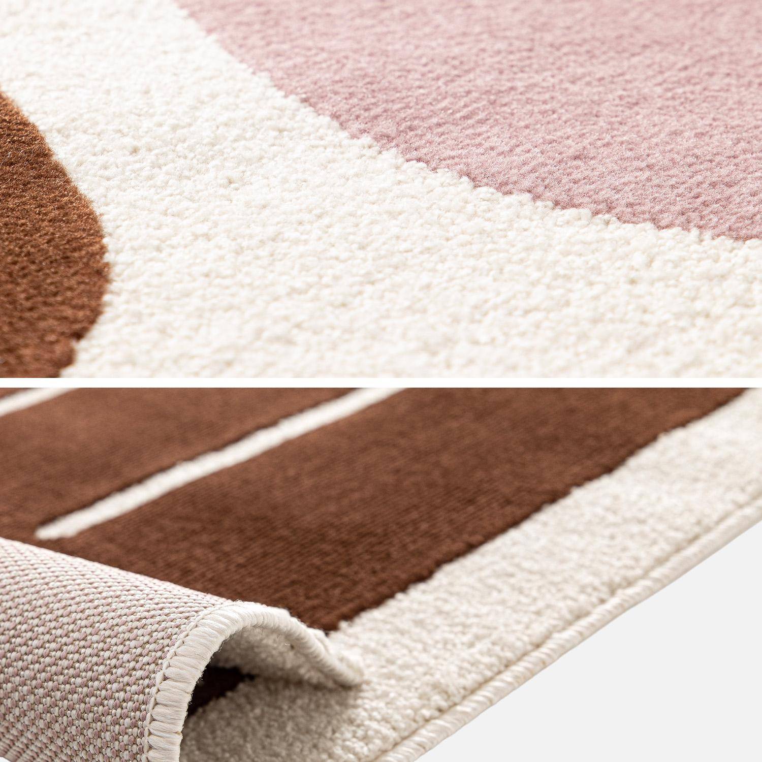 Tapis intérieur motif graphique rose et marron 120x170cm - Nola Photo2
