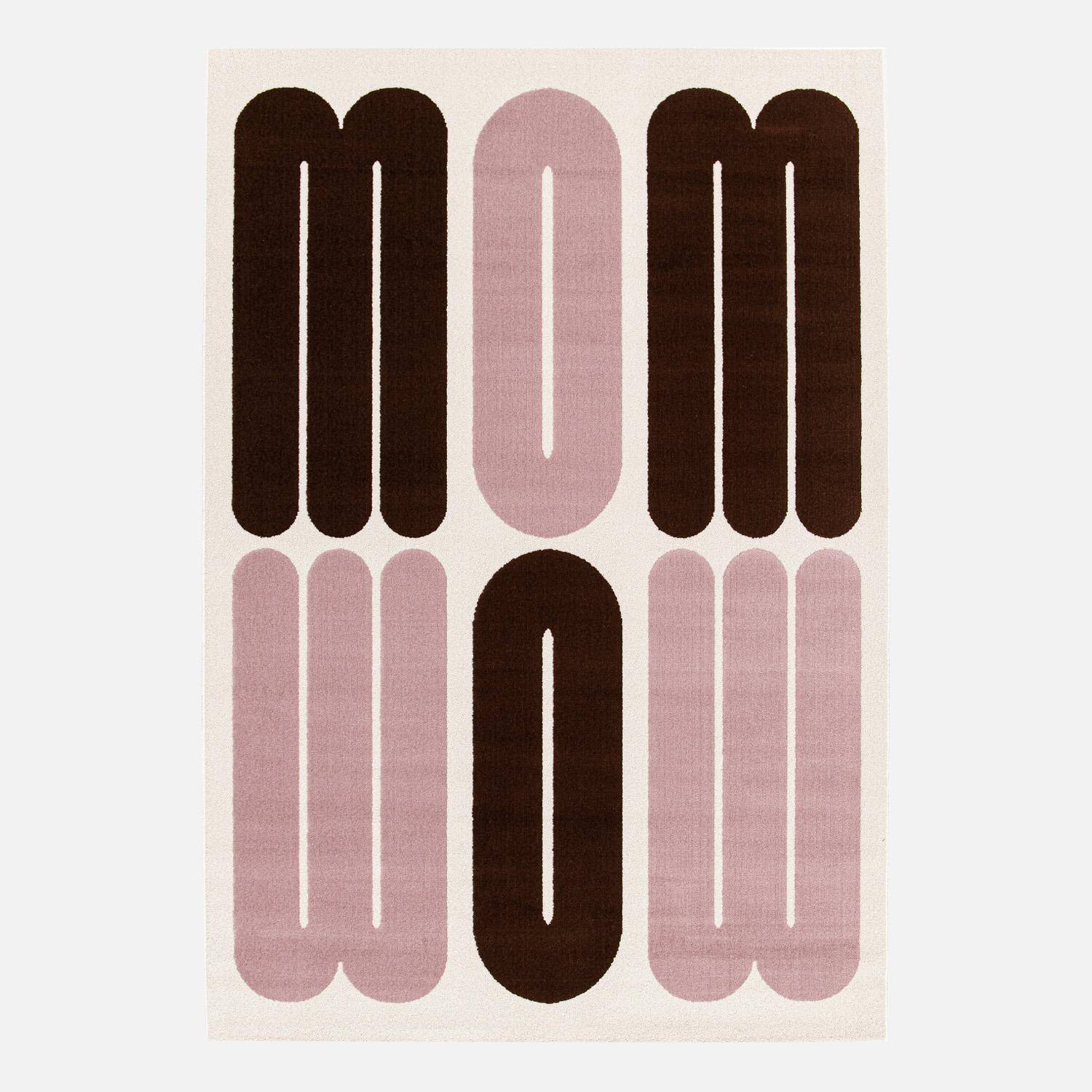 Tapis intérieur motif graphique rose et marron 120x170cm - Nola,sweeek,Photo1