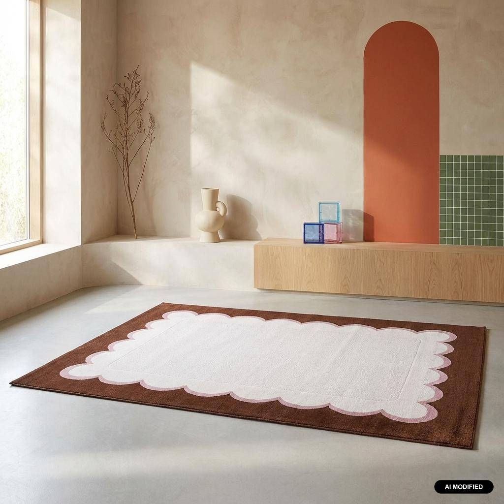 Alfombra interior rosa y marrón - 290x200x0.7 cm Photo1