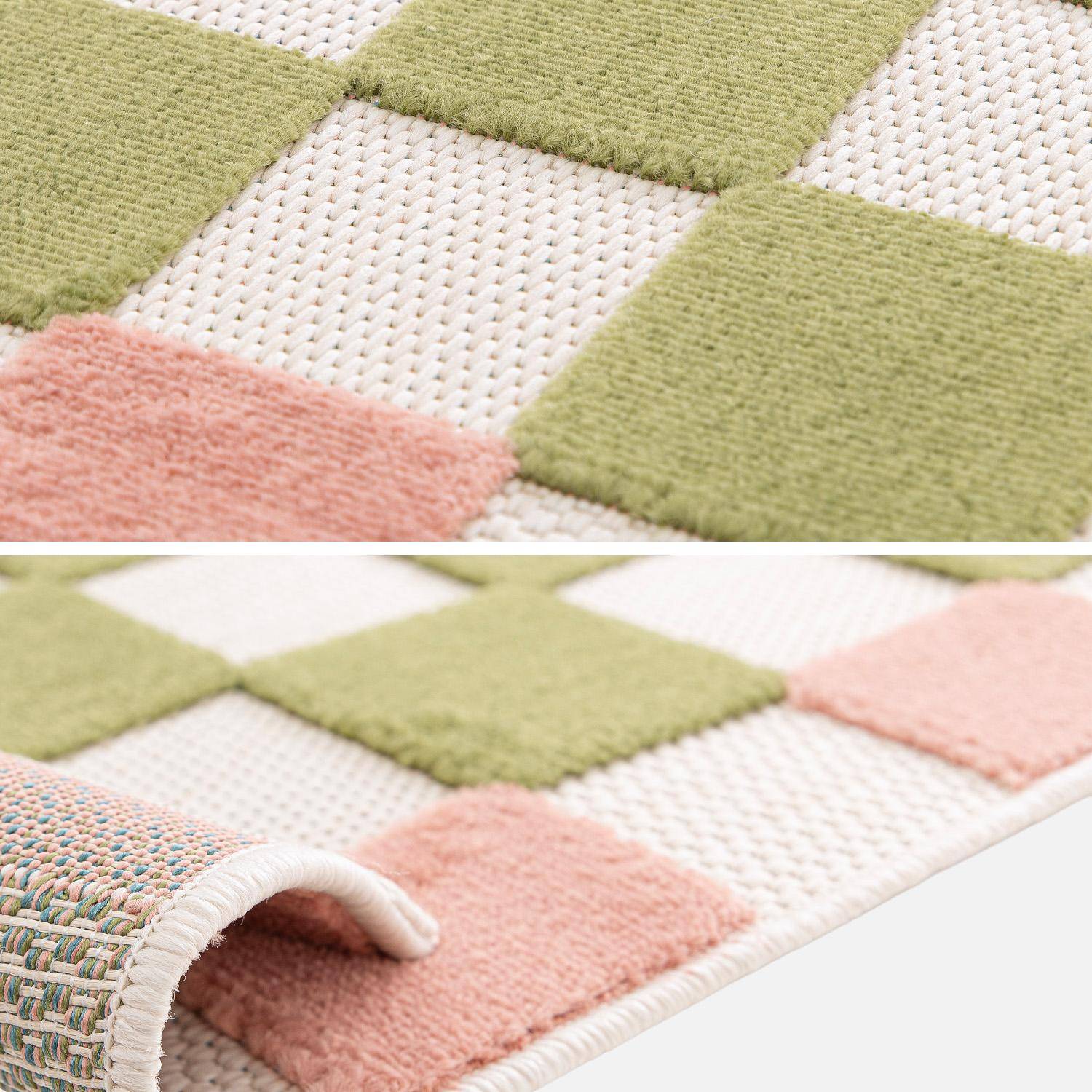 Tapis intérieur/extérieur damier rose et vert 120x170cm - Auguste Photo5