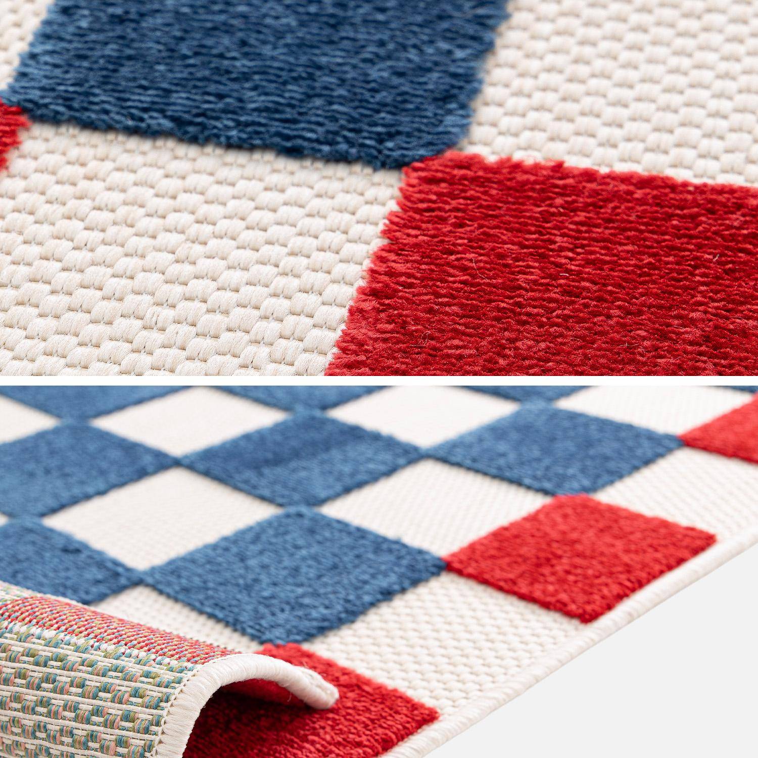 Tapis intérieur/extérieur damier bleu et rouge 200x290cm - Octave,sweeek,Photo3