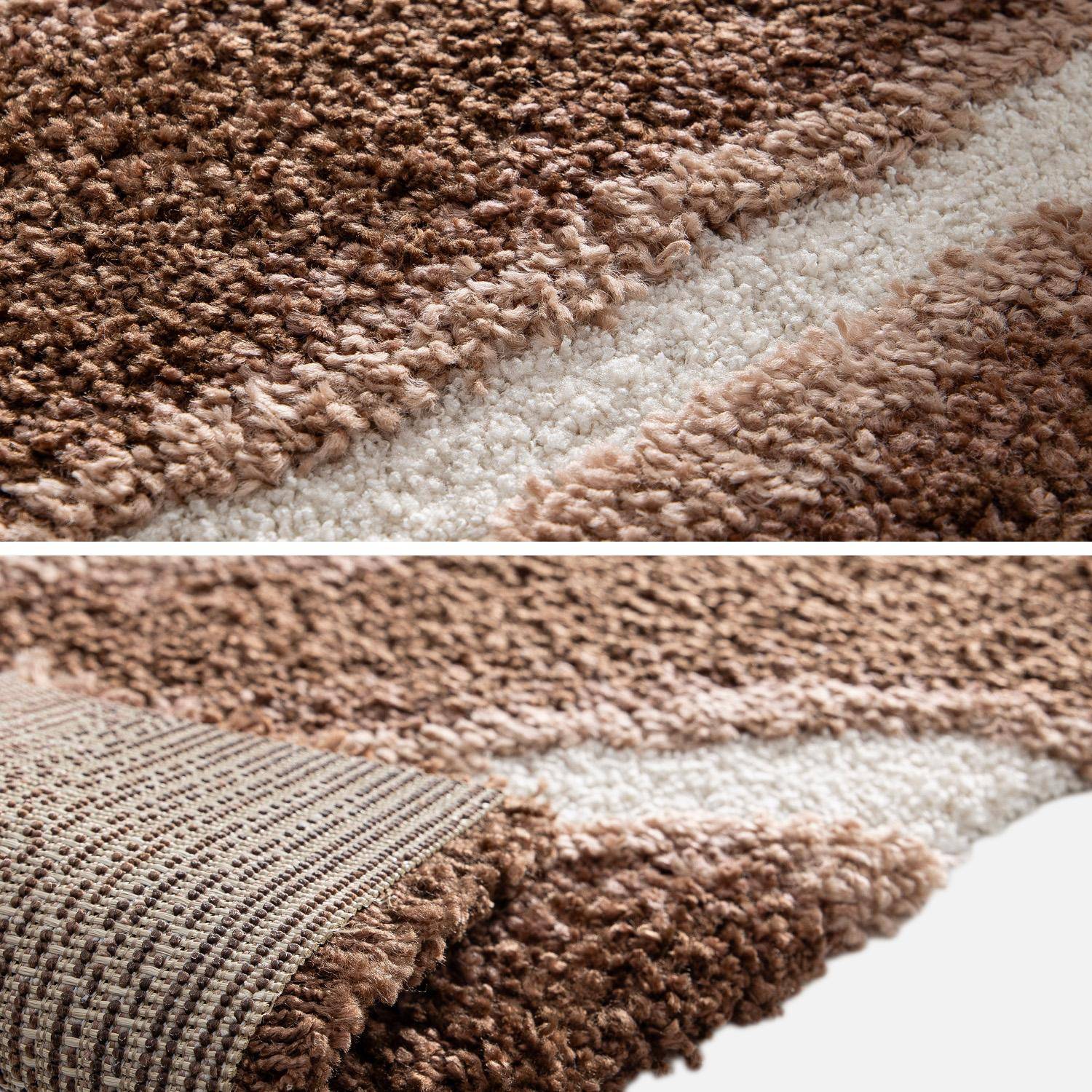 Alfombra interior con diseño de rayas marrones, Nya, 170x120x3 cm Photo2