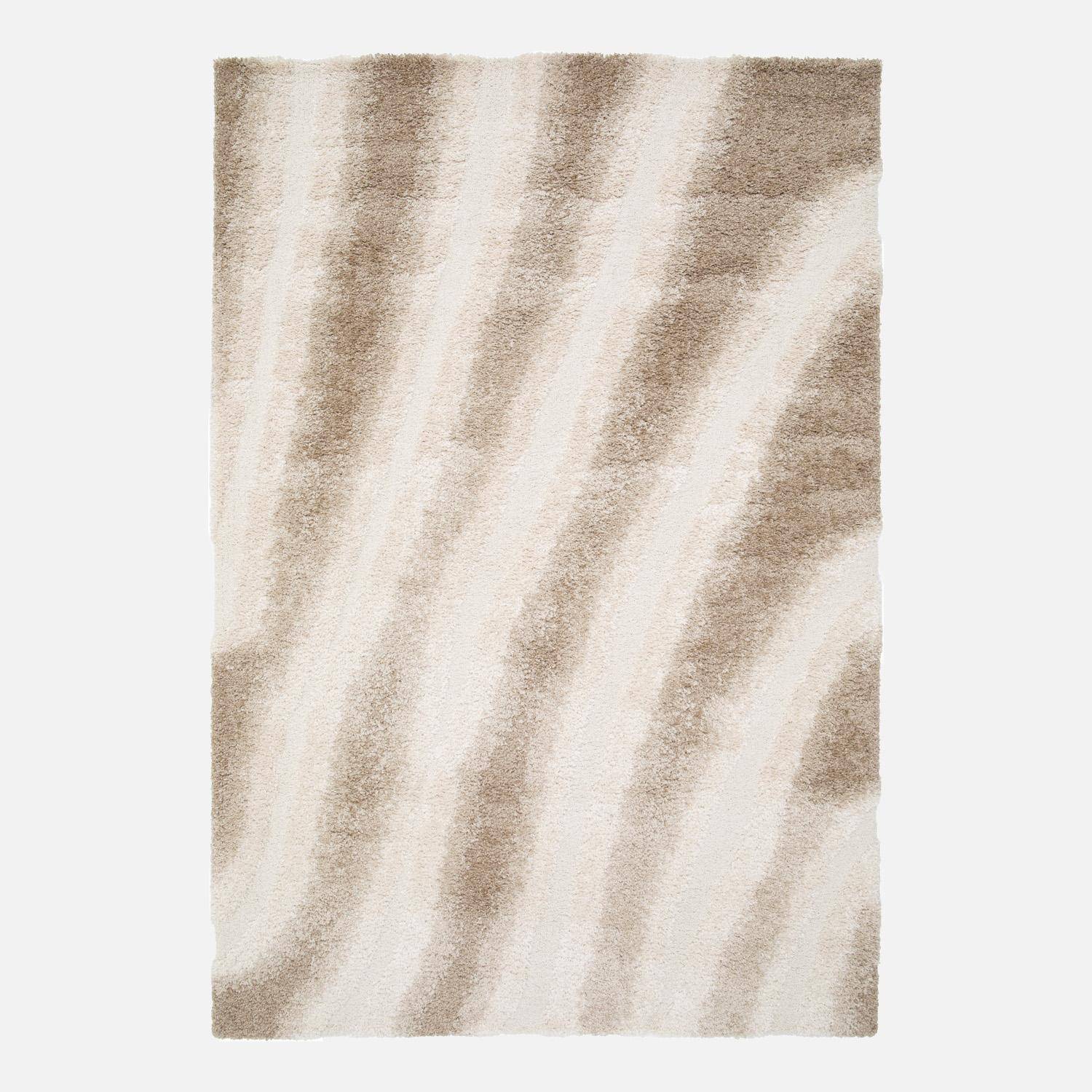 Tapis intérieur motif rayé beige 160x230cm - Lou Photo1