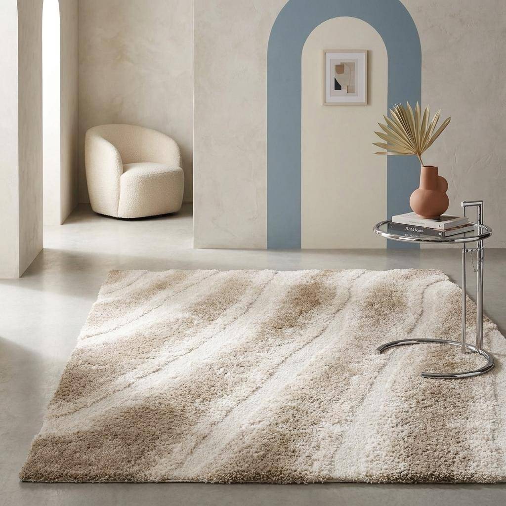 Tapis intérieur motif rayé beige 160x230cm - Lou Photo1