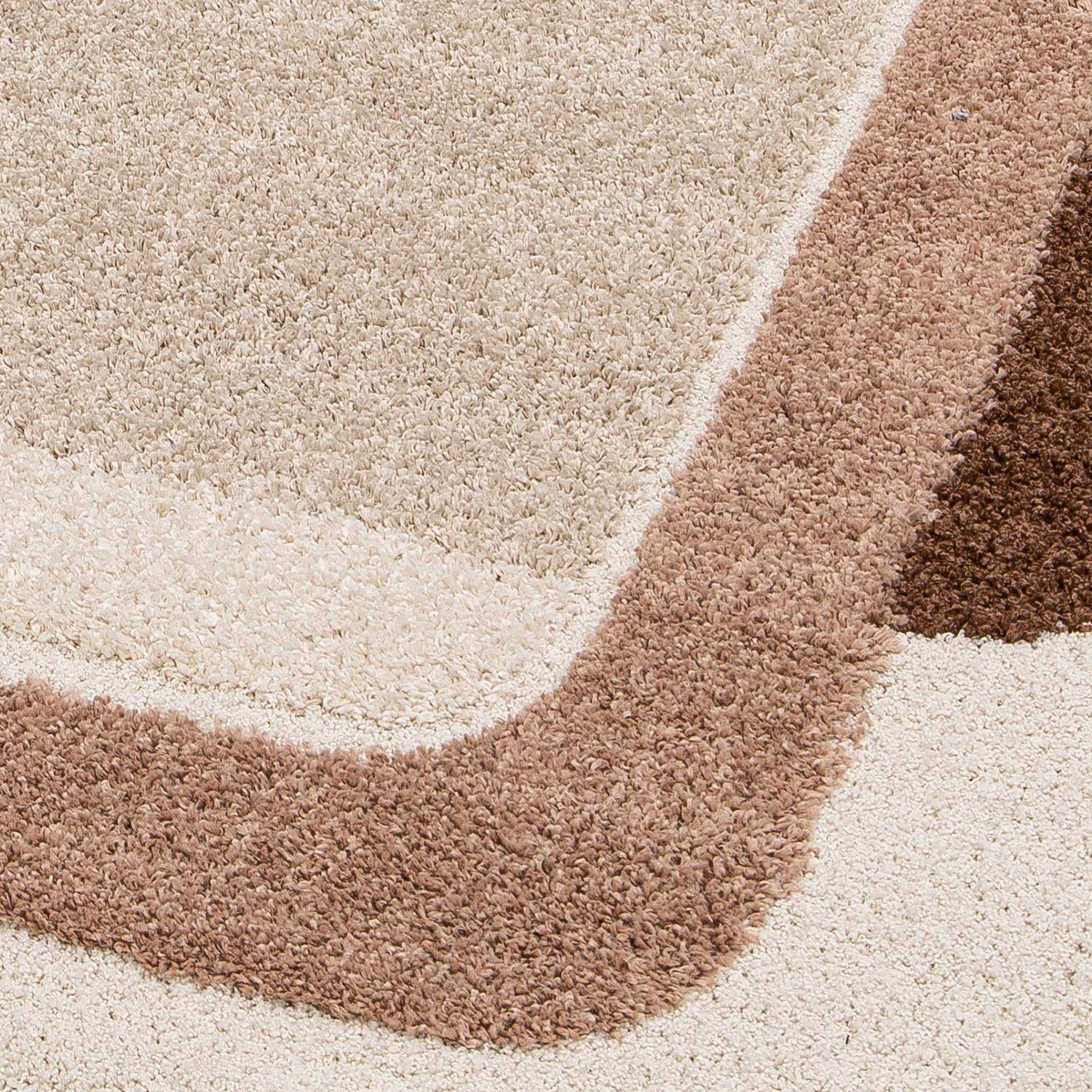 Alfombra interior con diseño gráfico marrón, rosa y beige, Olli, 170x120x3 cm Photo2