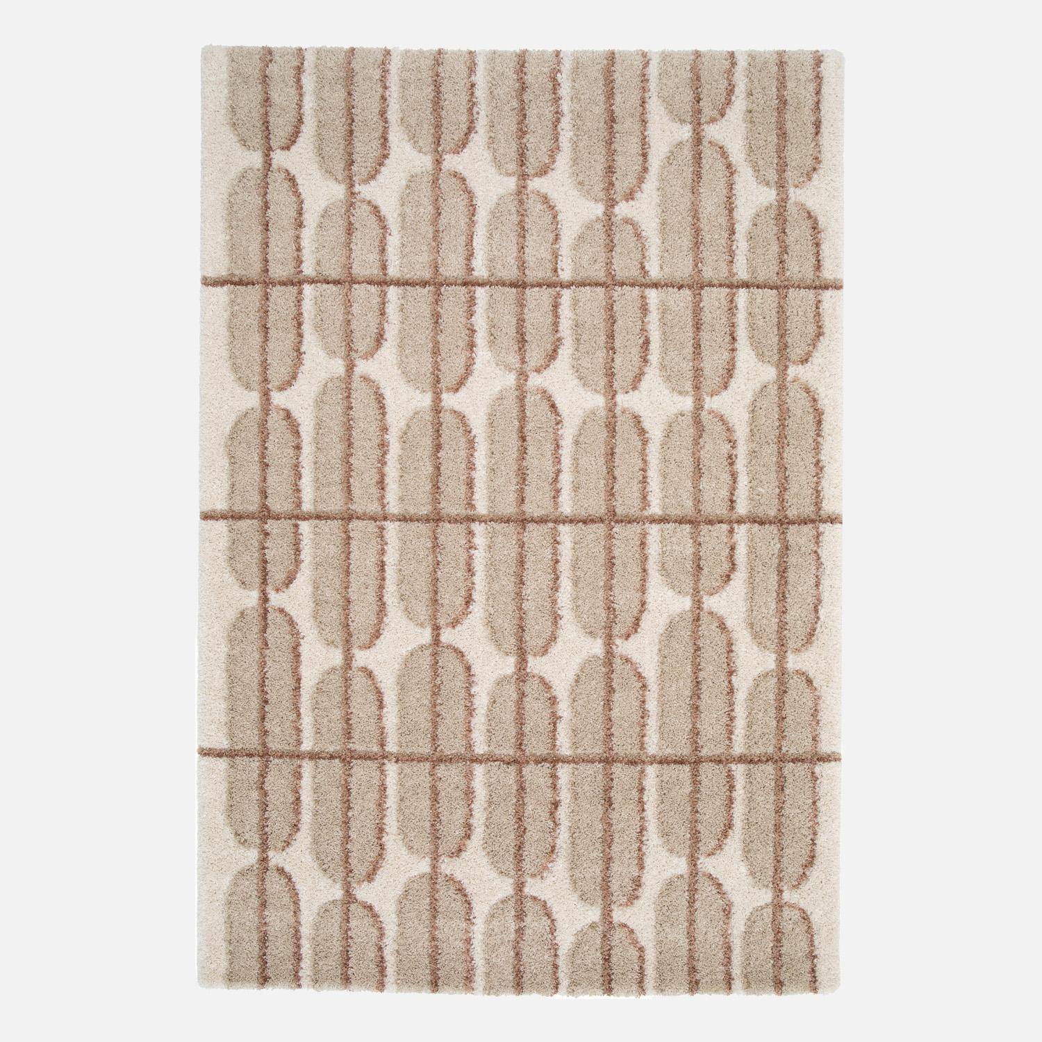 Tapis intérieur motif graphique beige, crème et rose 160x230cm - Ocea Photo1