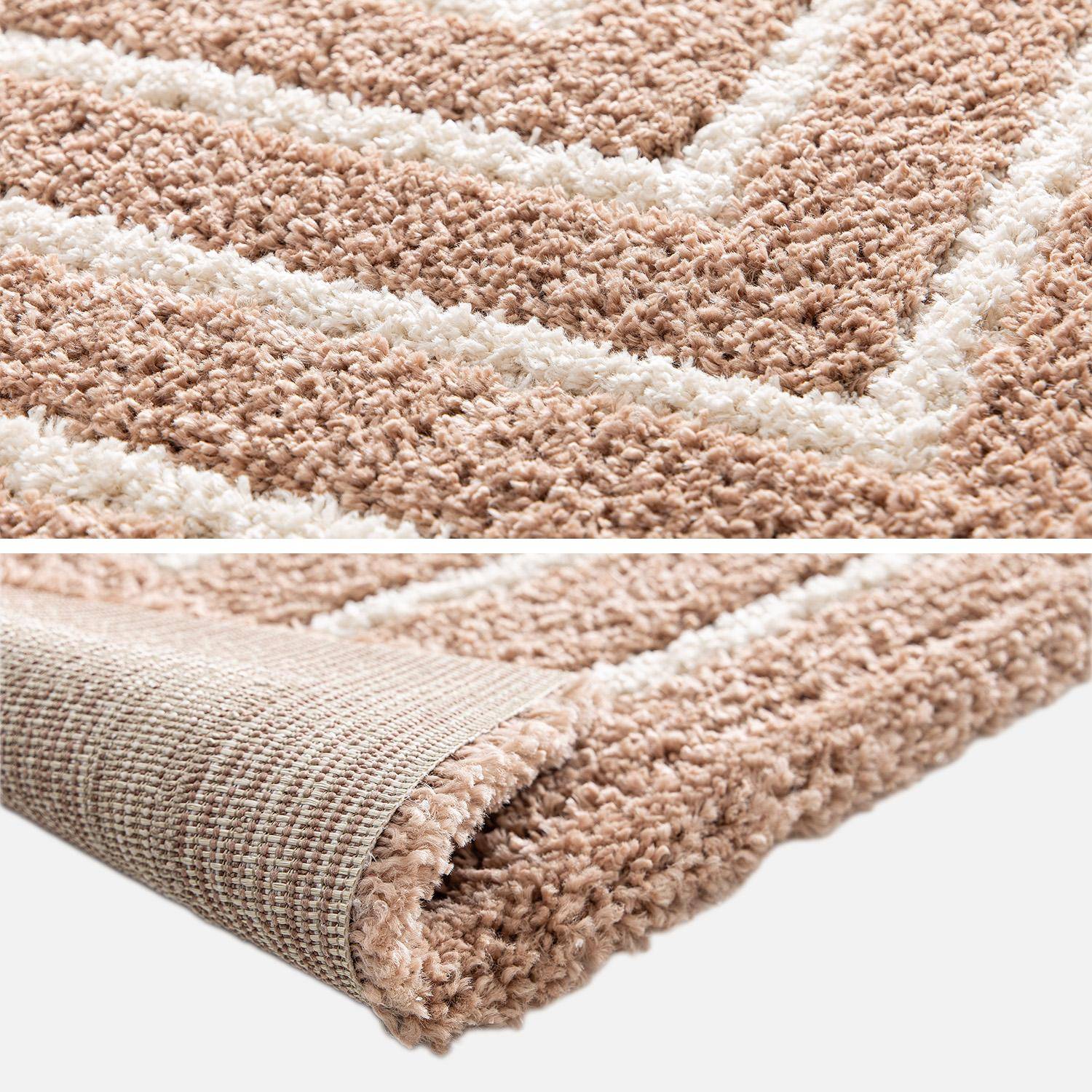 Alfombra interior con diseño de rectángulo rosa y crema, Lia, 290x200x3 cm Photo2