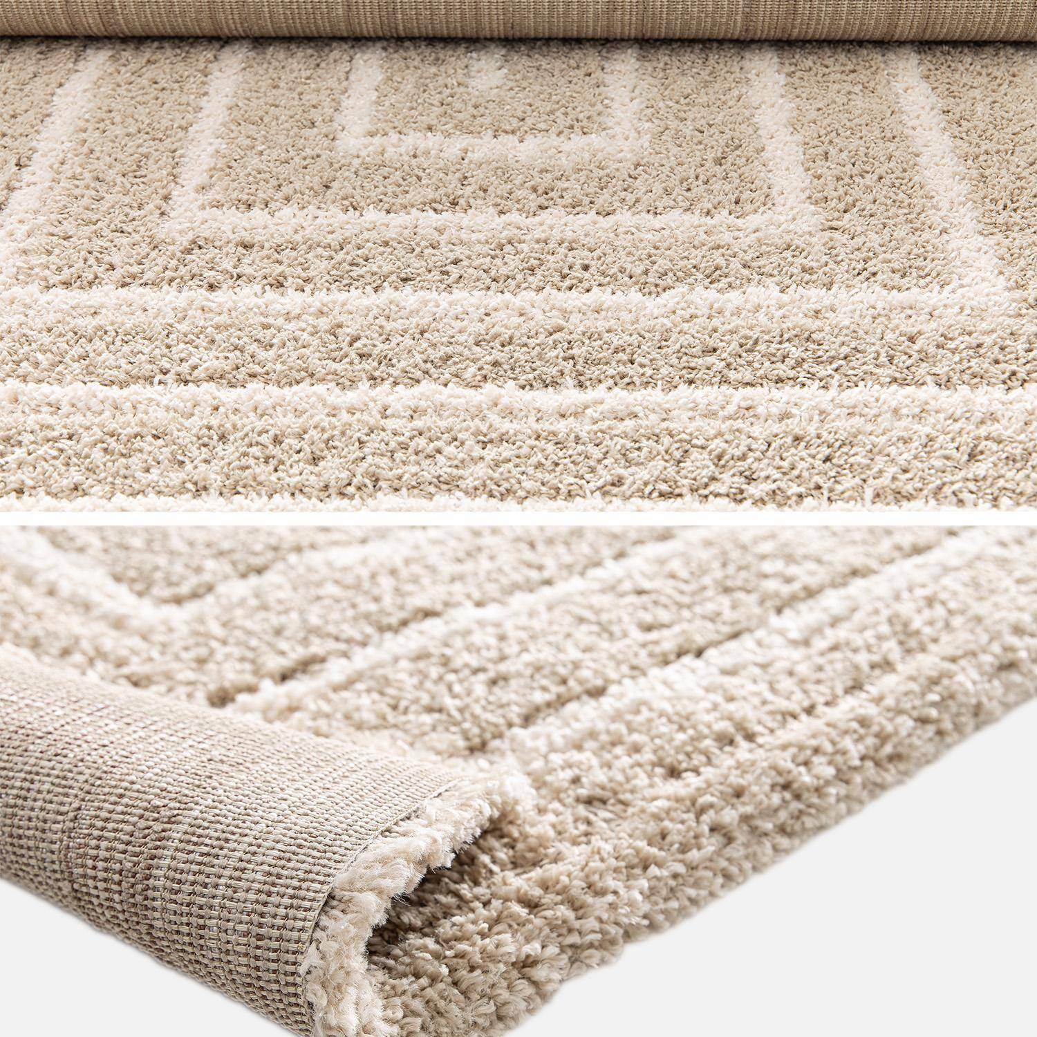 Tappeto da interno motivo rettangolare beige e crema - 150x80x3 cm Photo3
