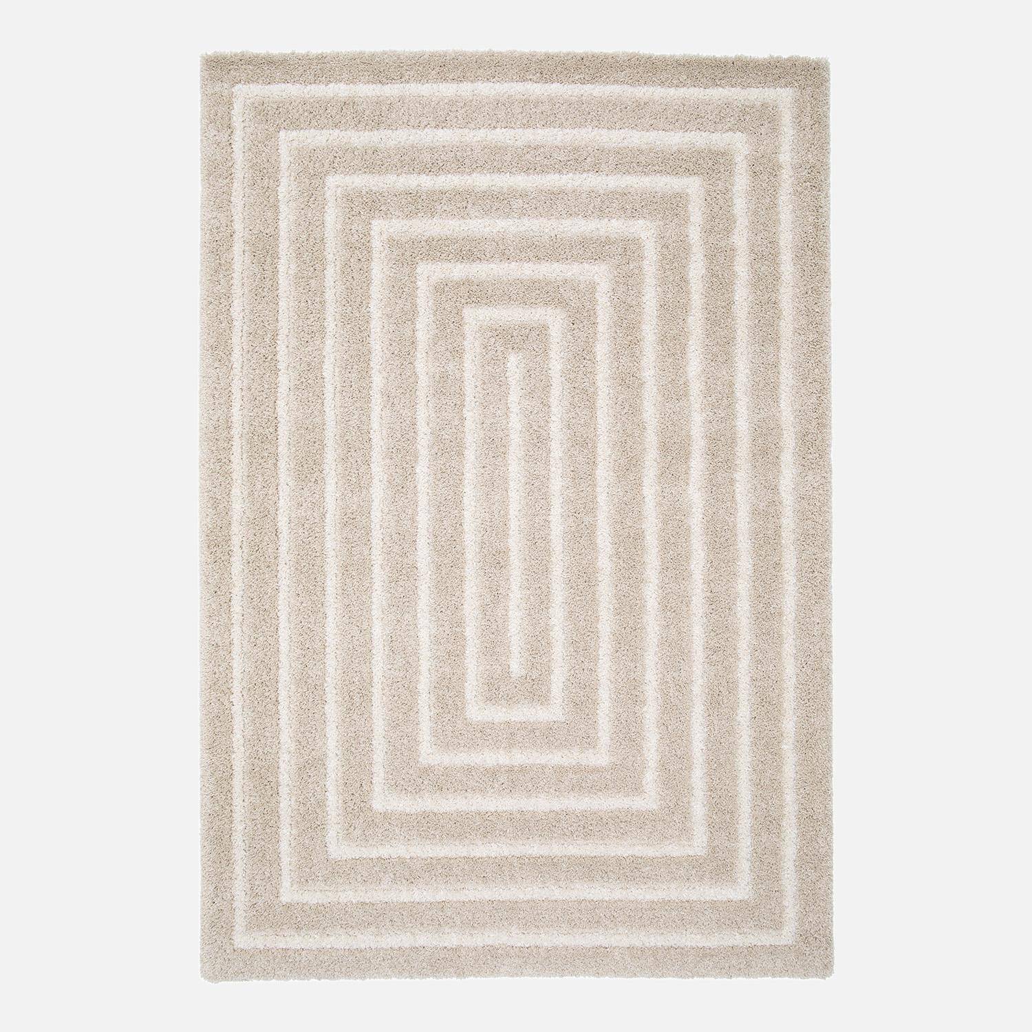 Tappeto da interno motivo rettangolare beige e crema - 150x80x3 cm,sweeek,Photo2