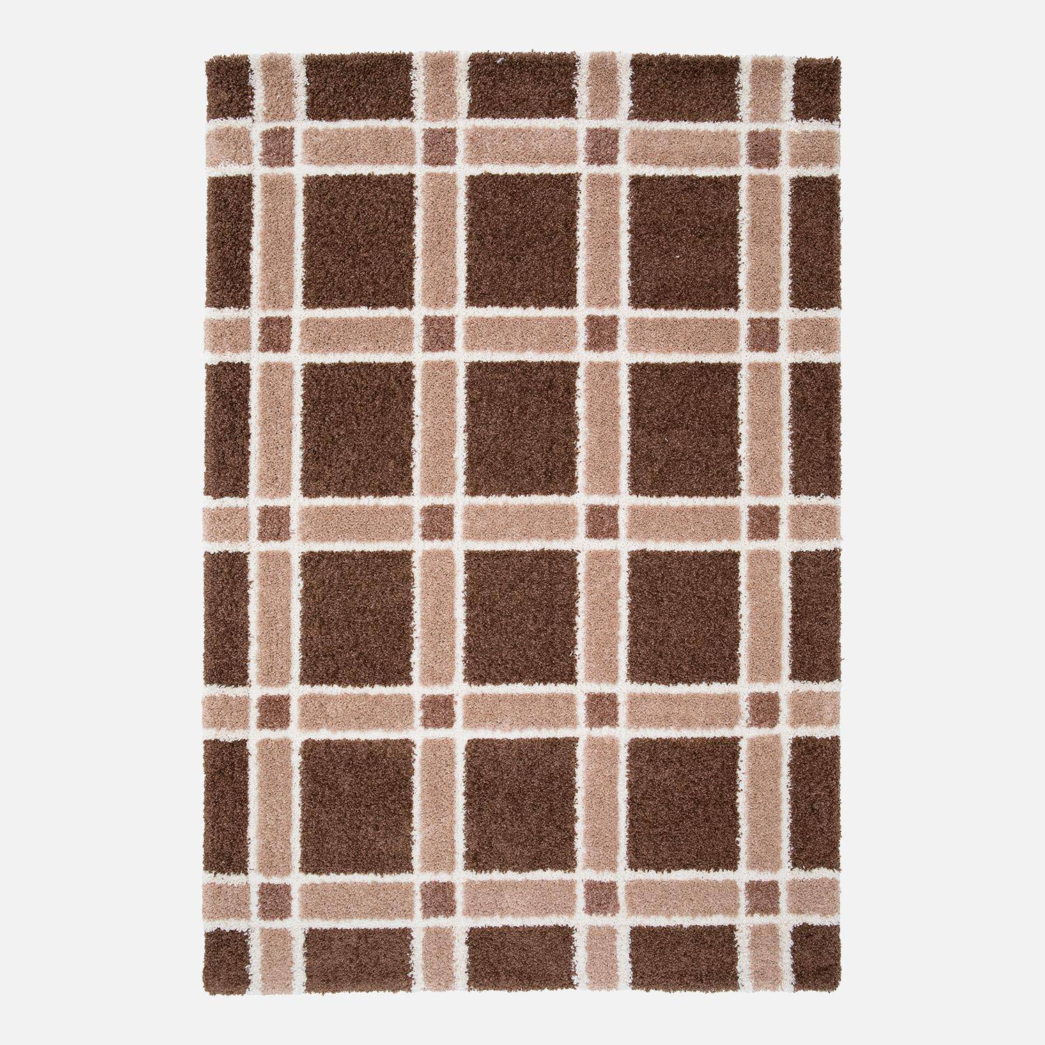 Indoor rug with brown and pink checkered pattern 150x80 cm - Miro,sweeek,Photo2