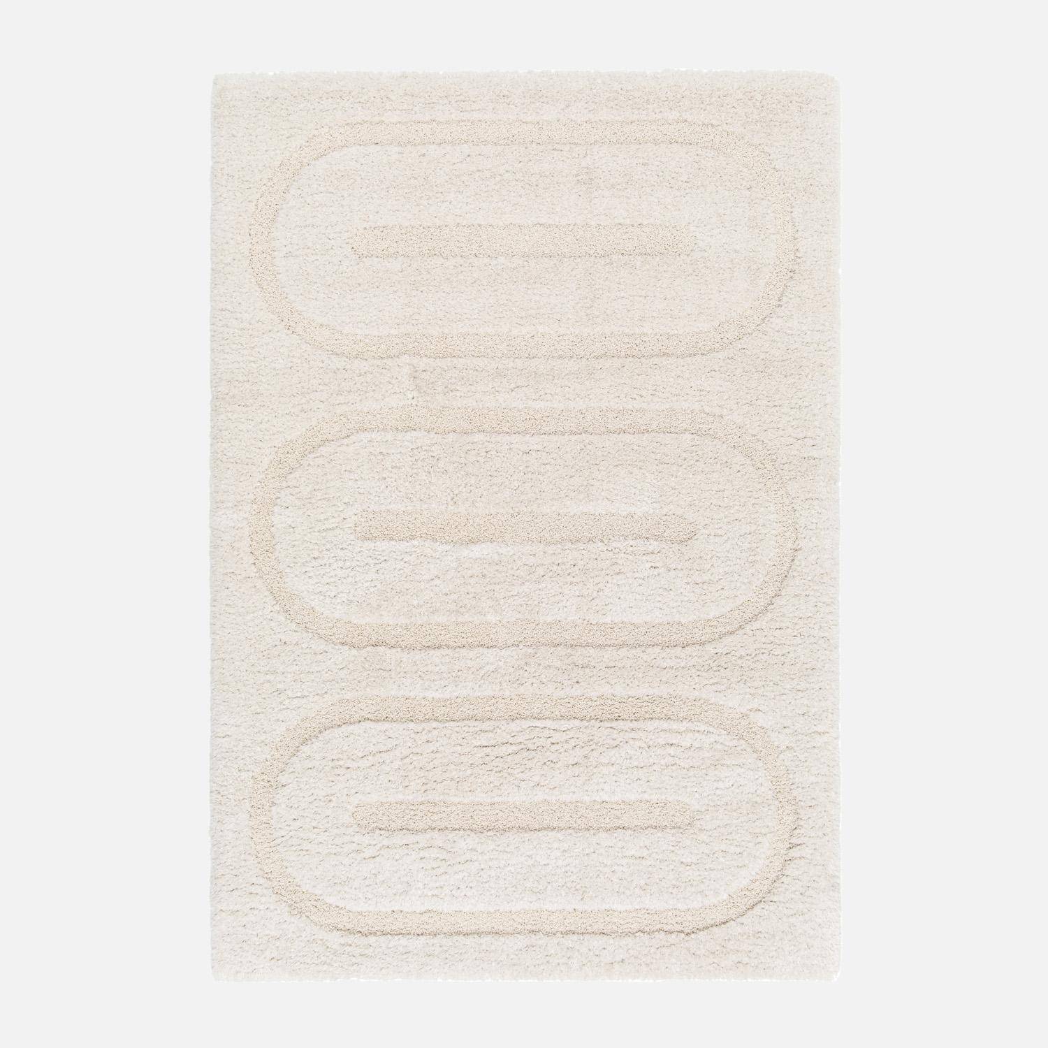 Tapis intérieur motifs géométriques crème 200x290cm - Mae Photo1
