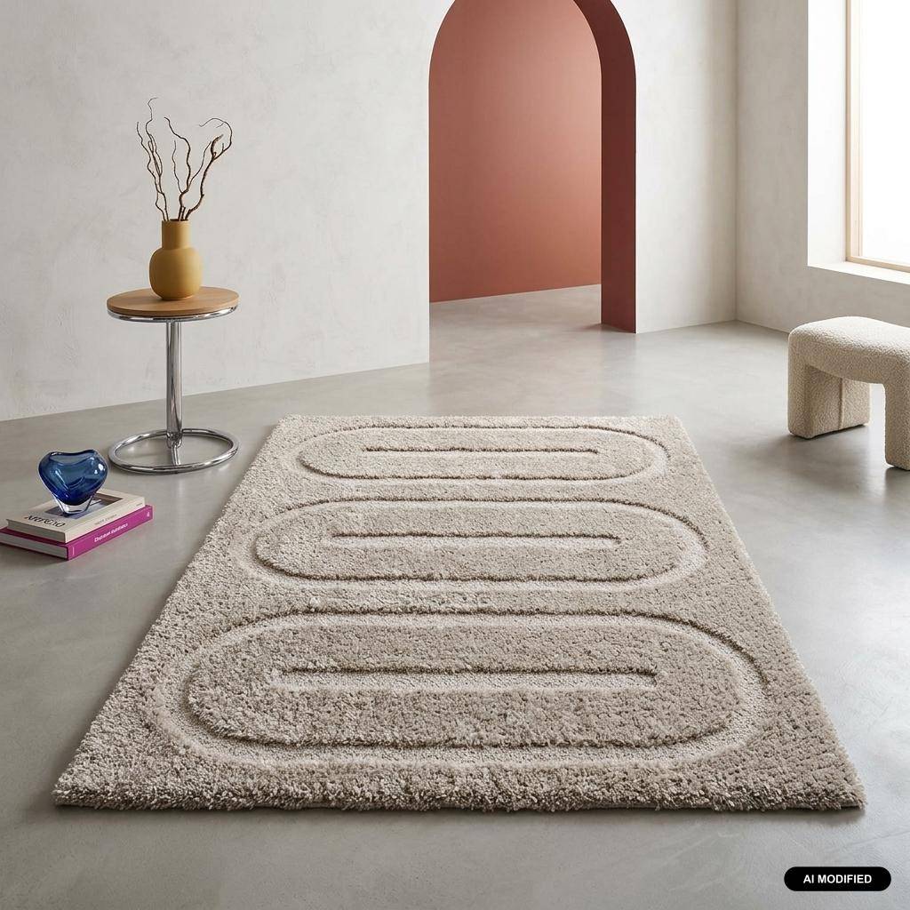 Indoor rug with beige-brown geometric patterns 150x80 cm - Pio Photo1