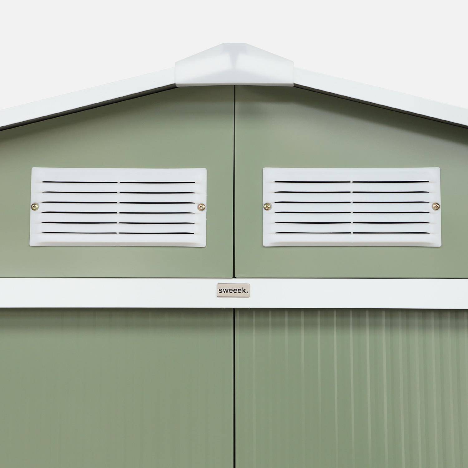 Abri de jardin en métal - Houtland, 2,71 m² vert clair- Cabane à outils avec double portes coulissantes, kit de fixation sol inclus, L 213 x P 131 x H 185cm,sweeek,Photo6