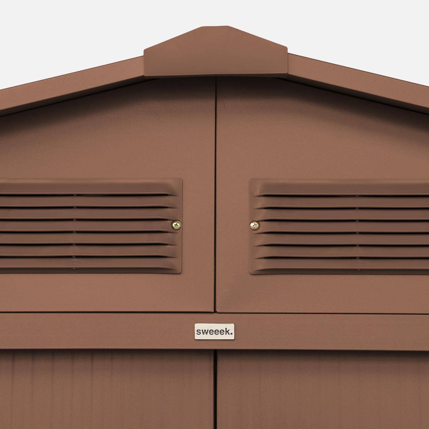 Abri de jardin en métal - Houtland, 2,71 m² terracotta - Cabane à outils avec double portes coulissantes, kit de fixation sol inclus, L 213 x P 131 x H 185cm,sweeek,Photo5