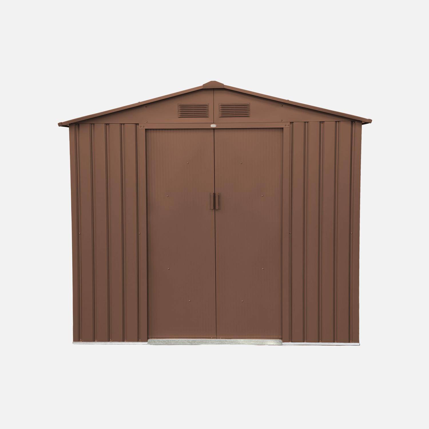 Abri de jardin en métal - Houtland, 2,71 m² terracotta - Cabane à outils avec double portes coulissantes, kit de fixation sol inclus, L 213 x P 131 x H 185cm,sweeek,Photo3