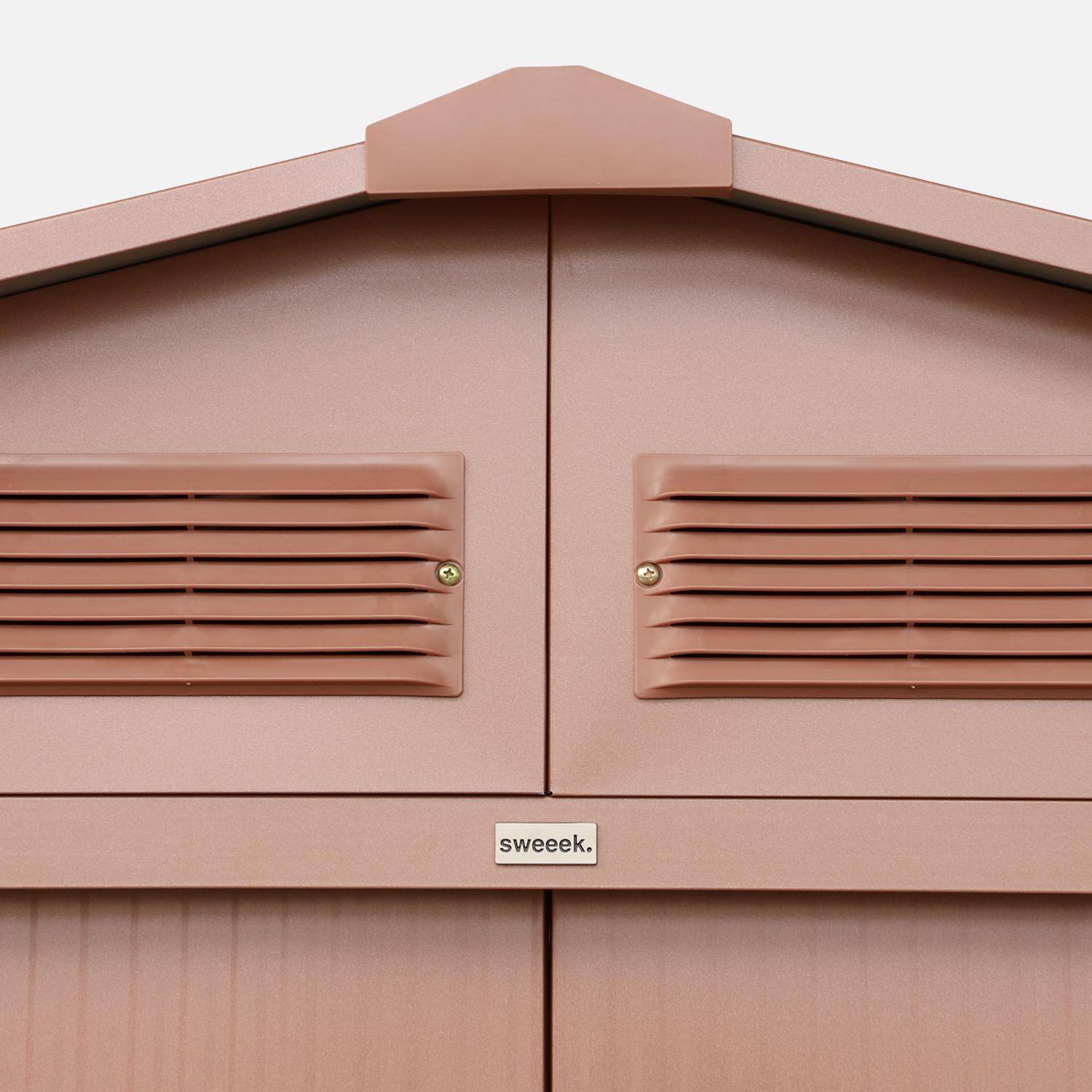 Abri de jardin en métal - Houtland, 2,71 m² terracotta - Cabane à outils avec double portes coulissantes, kit de fixation sol inclus, L 213 x P 131 x H 185cm Photo5