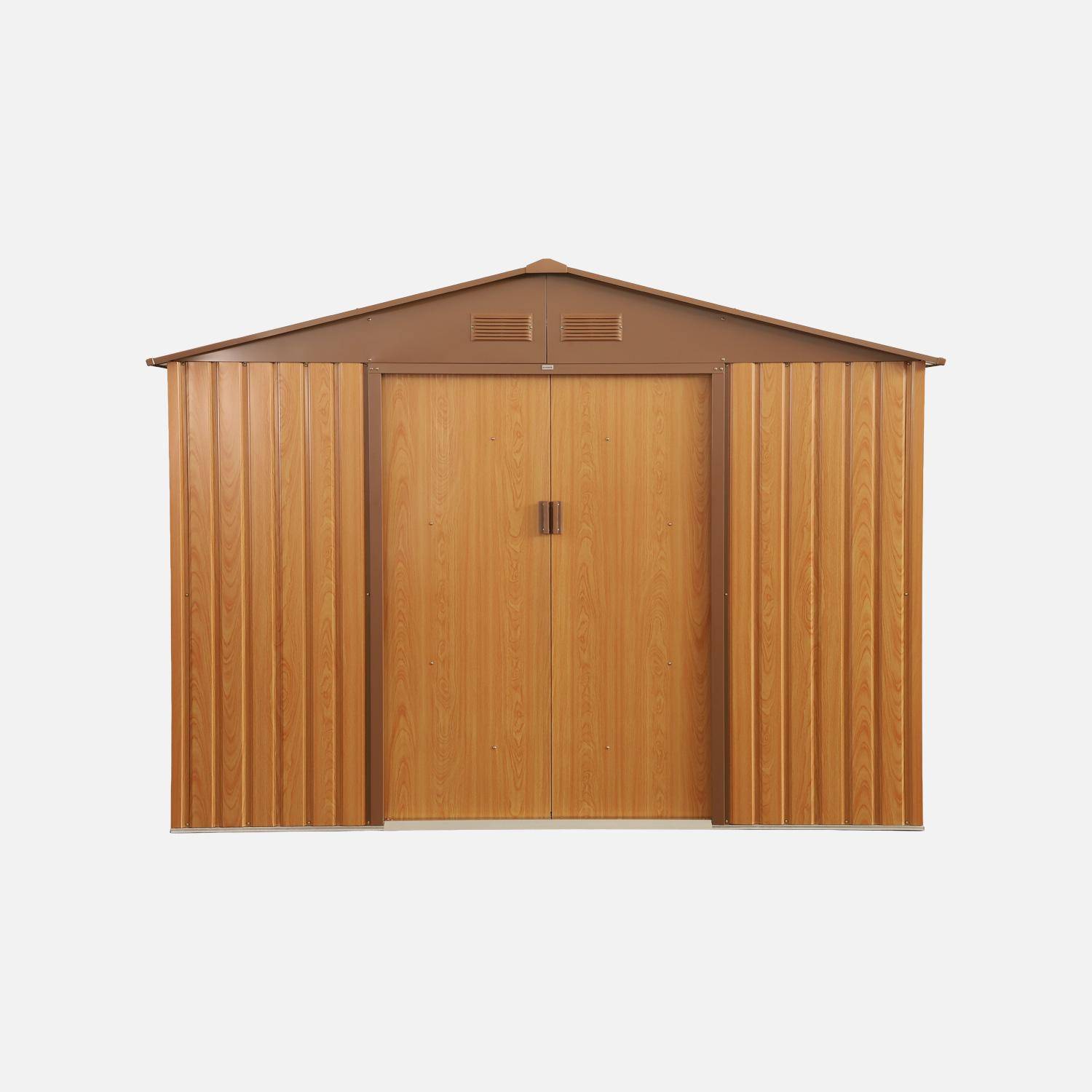 Abri de jardin en métal - Flandres 8,84m² bois et marron - Cabane à outils avec deux grandes portes coulissantes, kit de fixation sol inclus, maison de rangement, remise,sweeek,Photo2