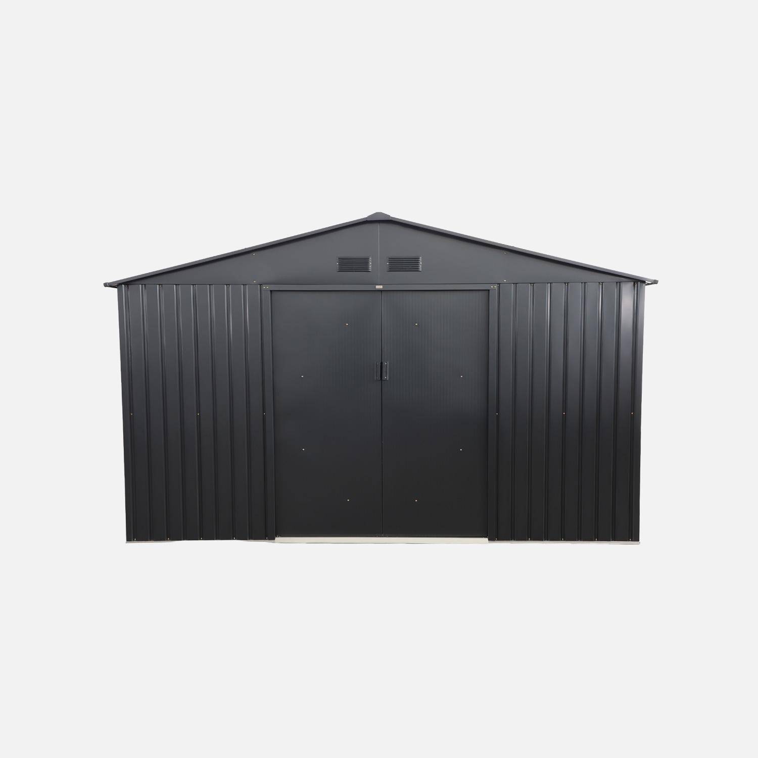 Abri de jardin acier galvanisé 15,35m² avec kit d'ancrage anthracite - Viroloix Photo3