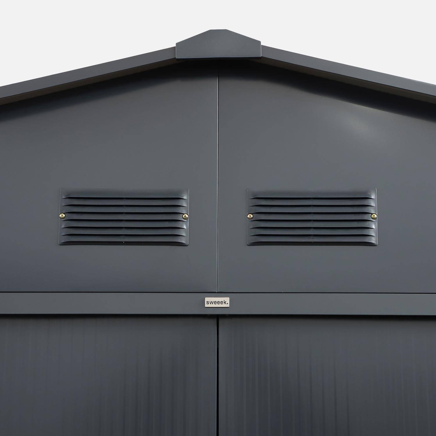 Abri de jardin acier galvanisé 15,35m² avec kit d'ancrage anthracite - Viroloix Photo5