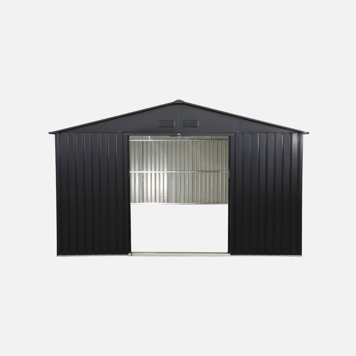 Abri de jardin acier galvanisé 15,35m² avec kit d'ancrage anthracite - Viroloix Photo4