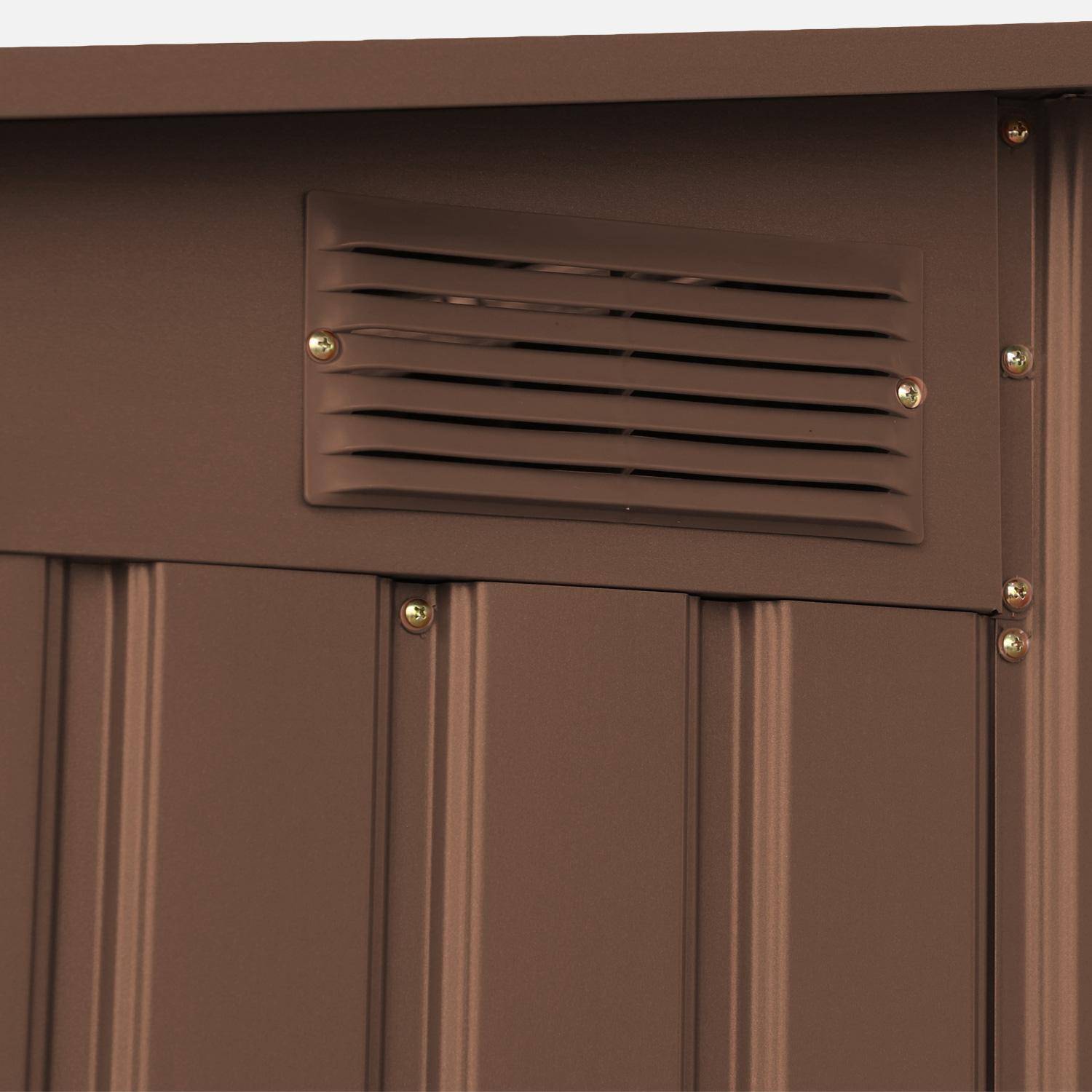 Abri de jardin adossable acier galvanisé 2,91m² avec porte coulissante et kit d'ancrage terracotta - Bray Photo5
