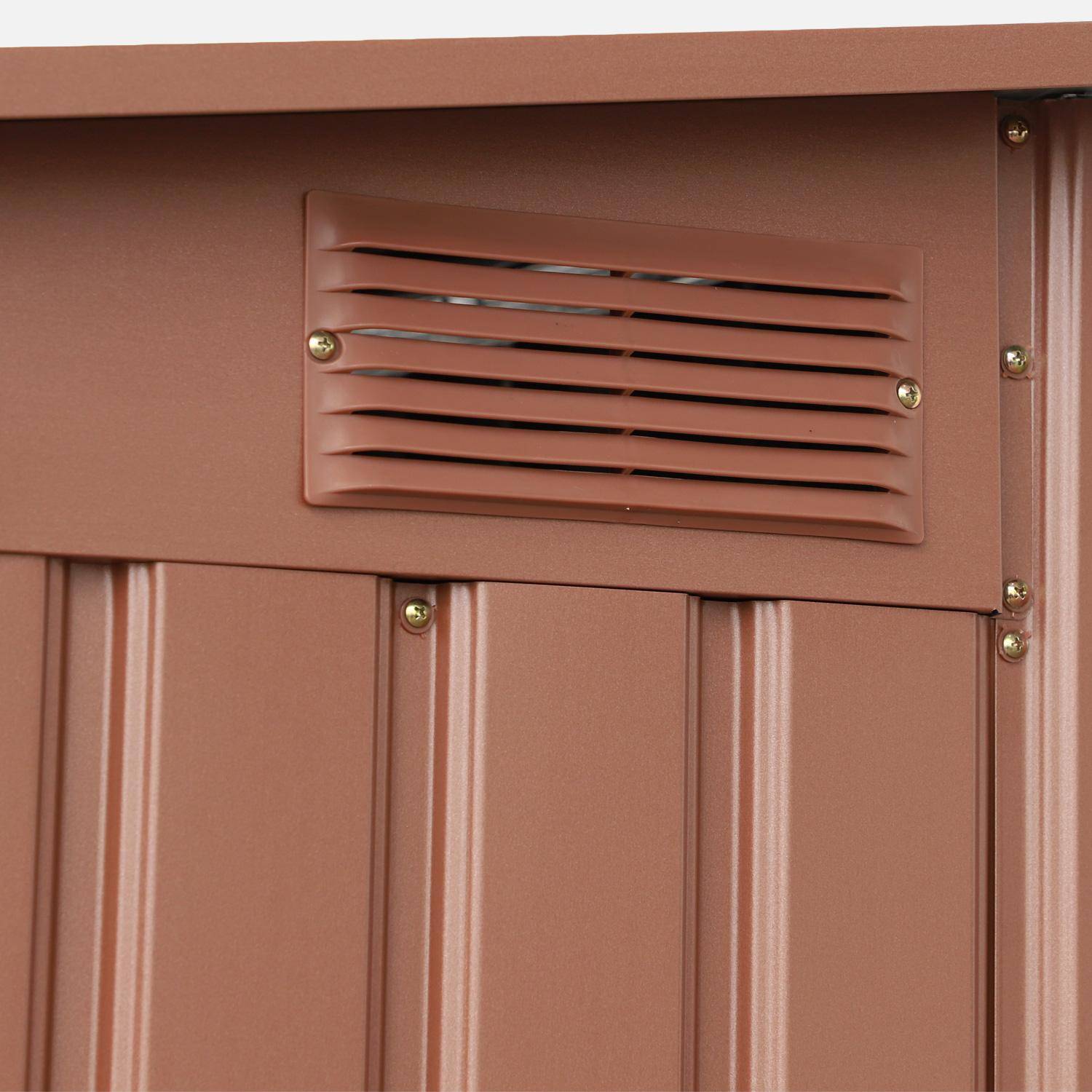 Abri de jardin adossable acier galvanisé 2,91m² avec porte coulissante et kit d'ancrage terracotta - Bray Photo4