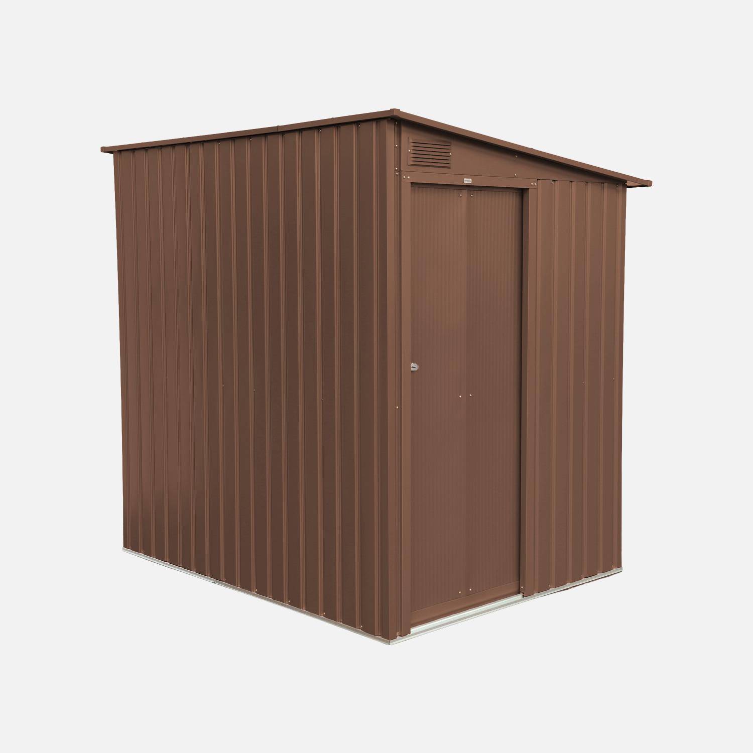Abri de jardin adossable acier galvanisé 2,91m² avec porte coulissante et kit d'ancrage terracotta - Bray,sweeek,Photo2