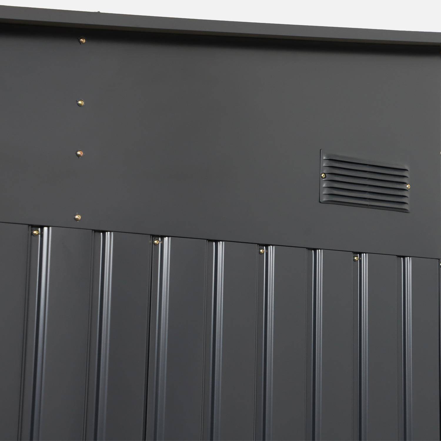 Abri de jardin adossable acier galvanisé 11,01 m² avec kit d'ancrage anthracite - Santerre Photo4