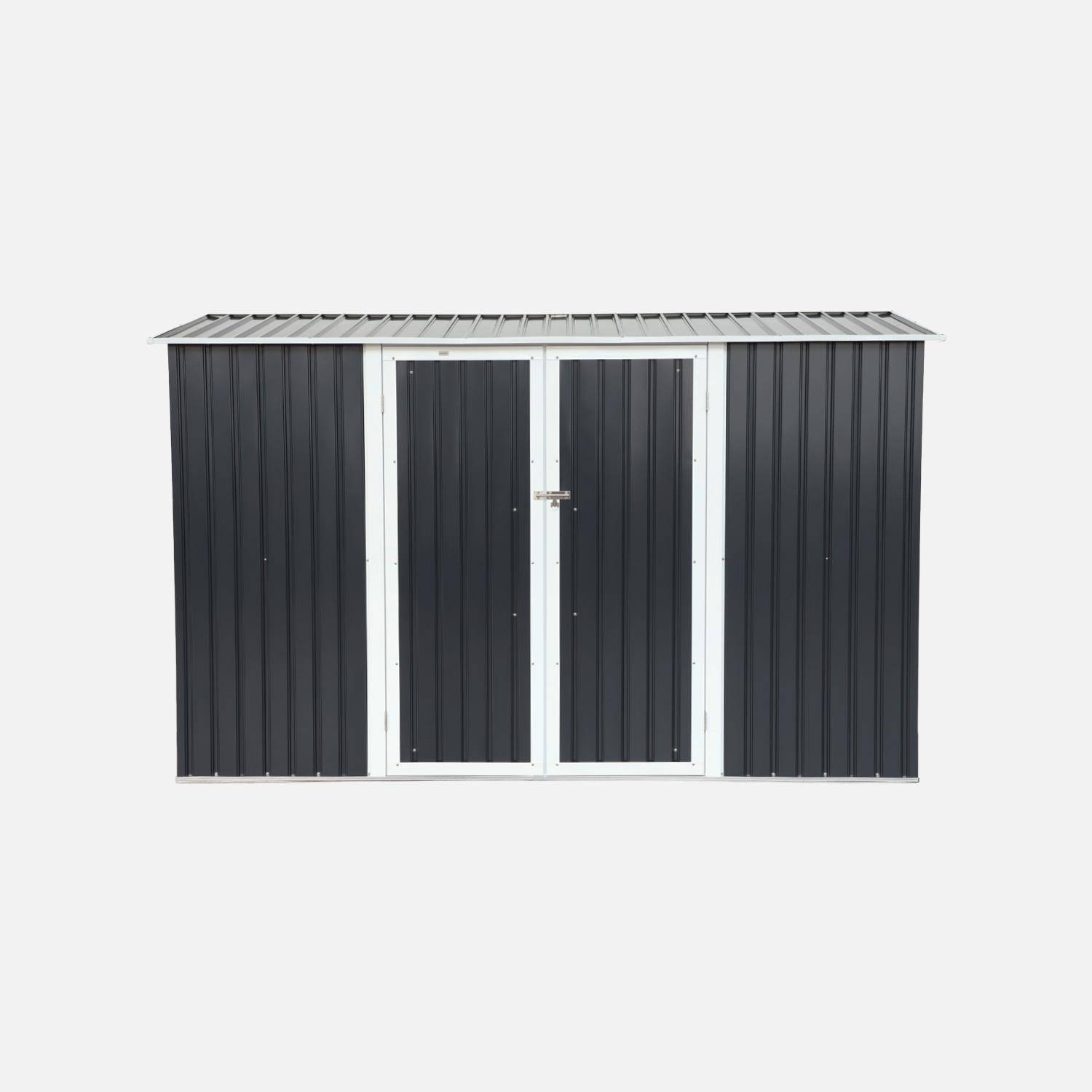 Abri de jardin à adosser acier galvanisé 2,57 m² avec kit d'ancrage anthracite et blanc - Vimeu Photo3