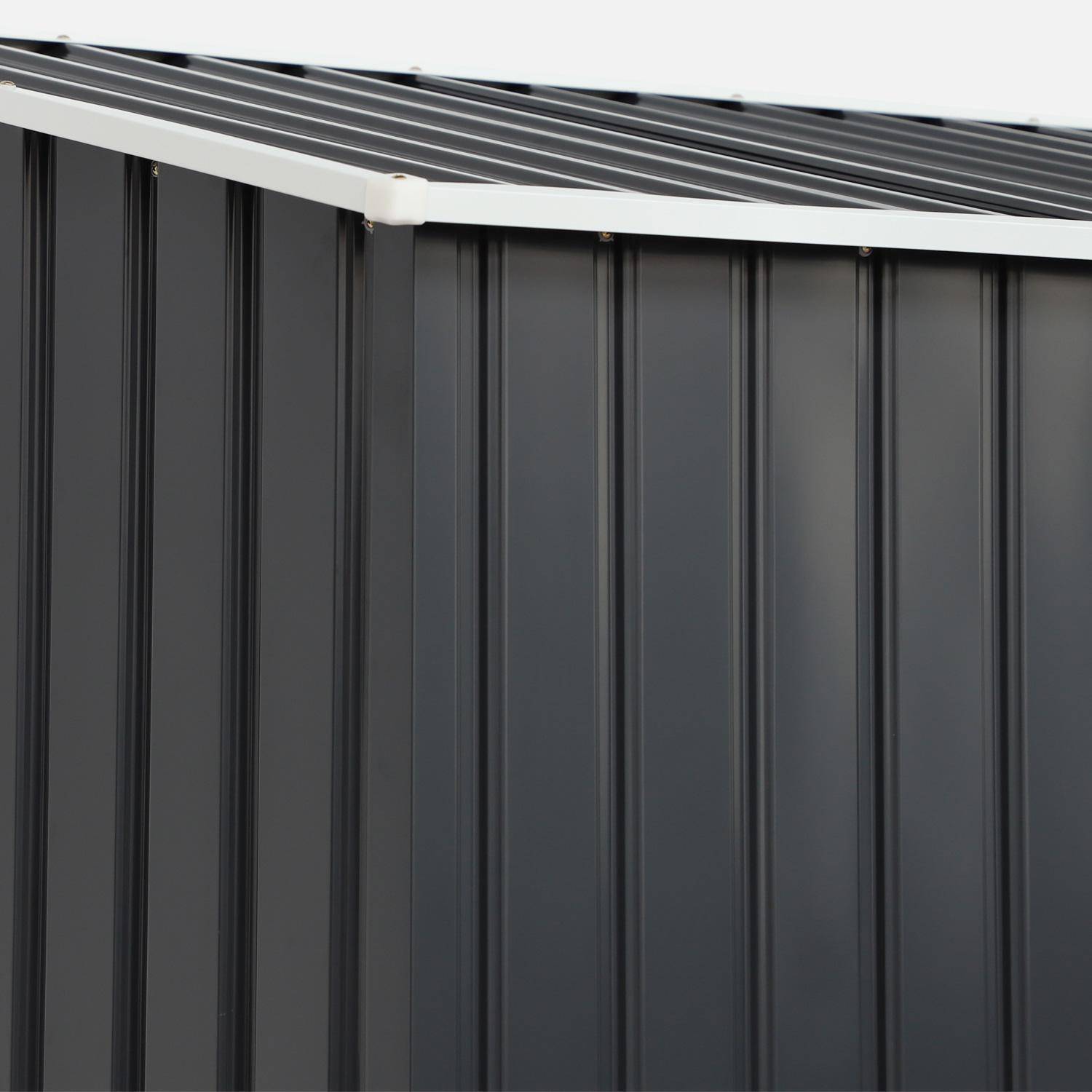 Abri de jardin adossable acier galvanisé 2,57 m² avec kit d'ancrage anthracite et blanc - Vimeu Photo4