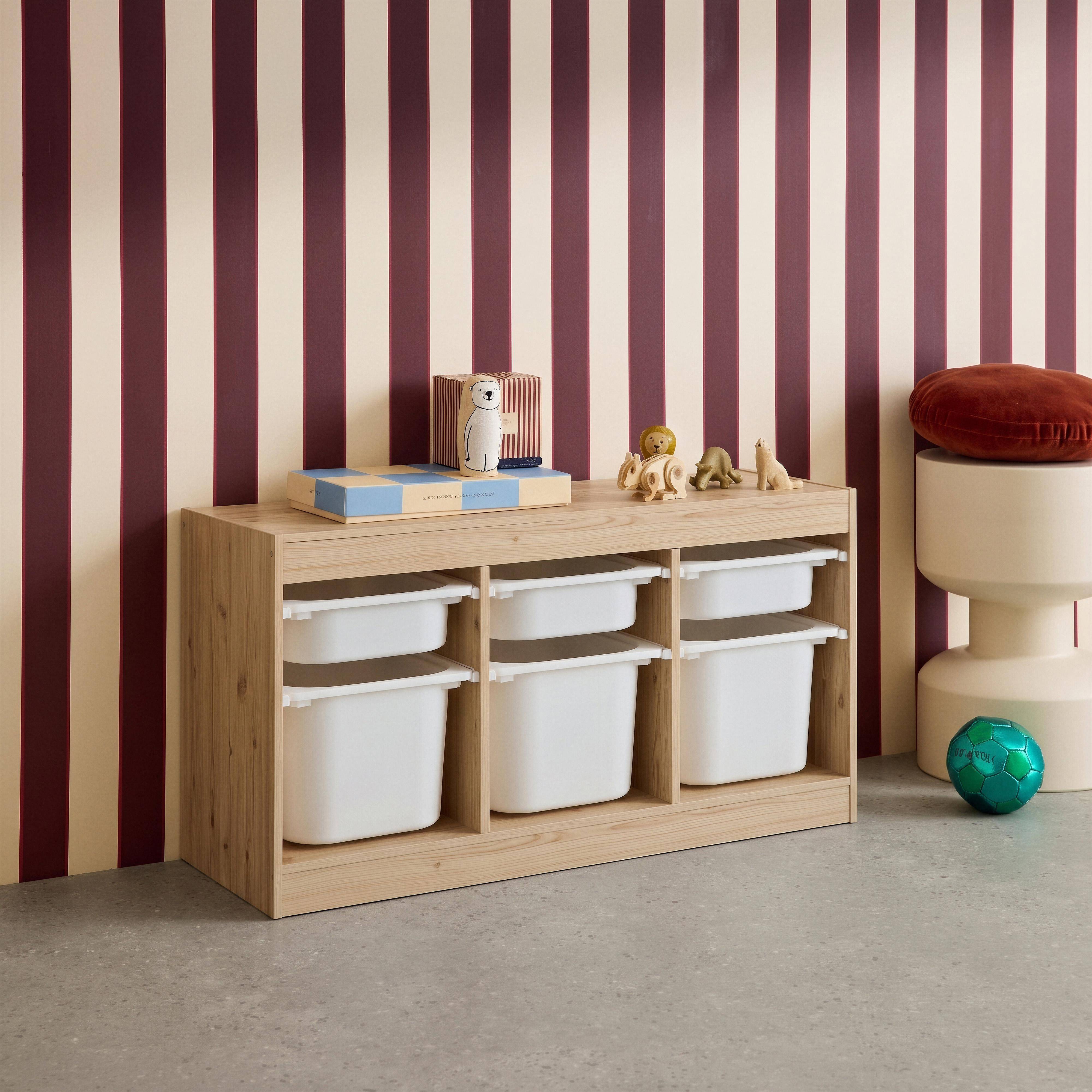 Mobile contenitore per bambini decorazione legno 6 contenitori, Sora, Marrone naturale, 96x38.5x53 cm Photo5