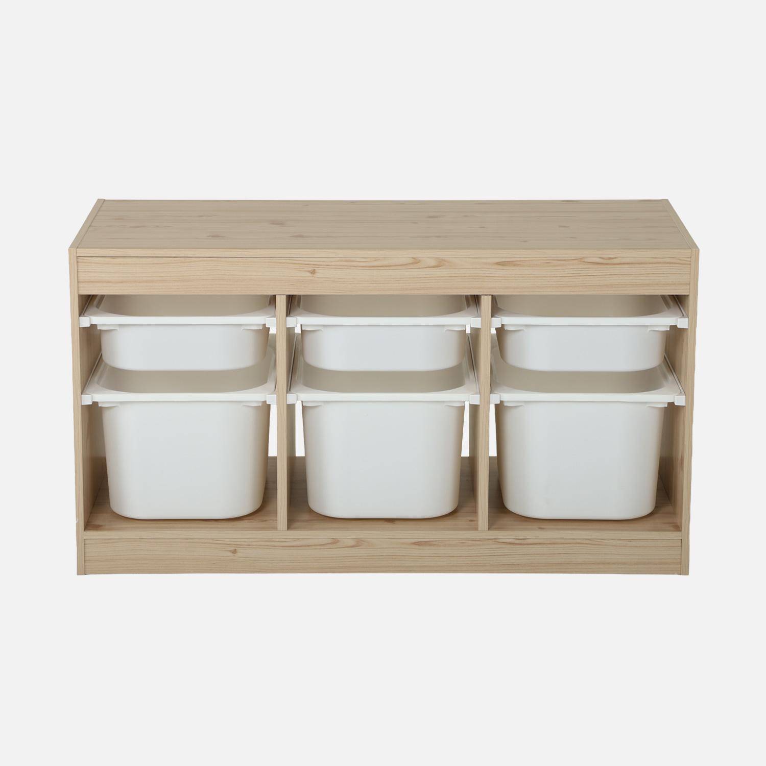 Mueble de almacenamiento para niños decorado en madera, 6 cajones, Sora, Natural, 96x38.5x53 cm,sweeek,Photo2