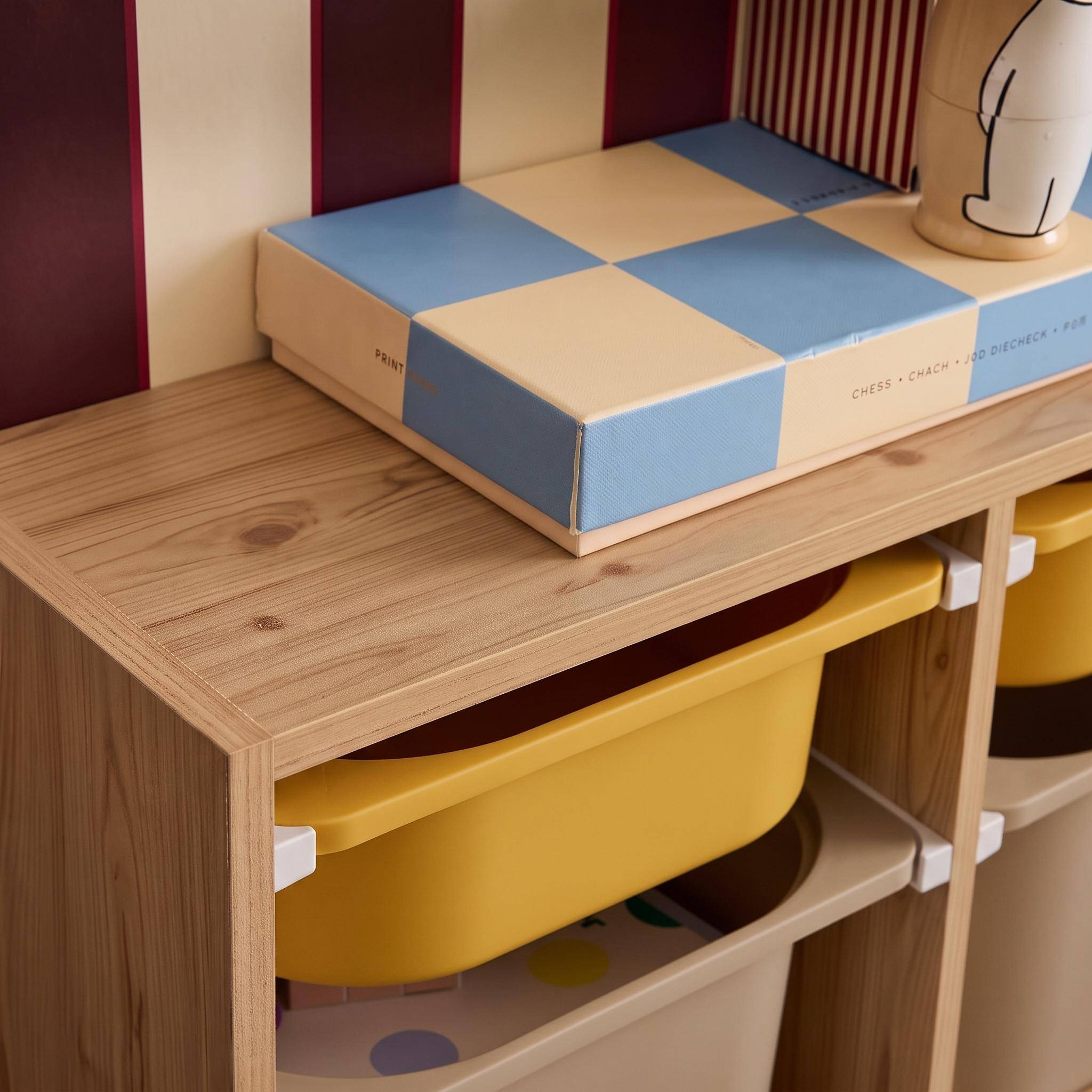 Mueble de almacenamiento infantil horizontal, 6 cajas, Sora, Mostaza, 96x38.5x53 cm Photo5