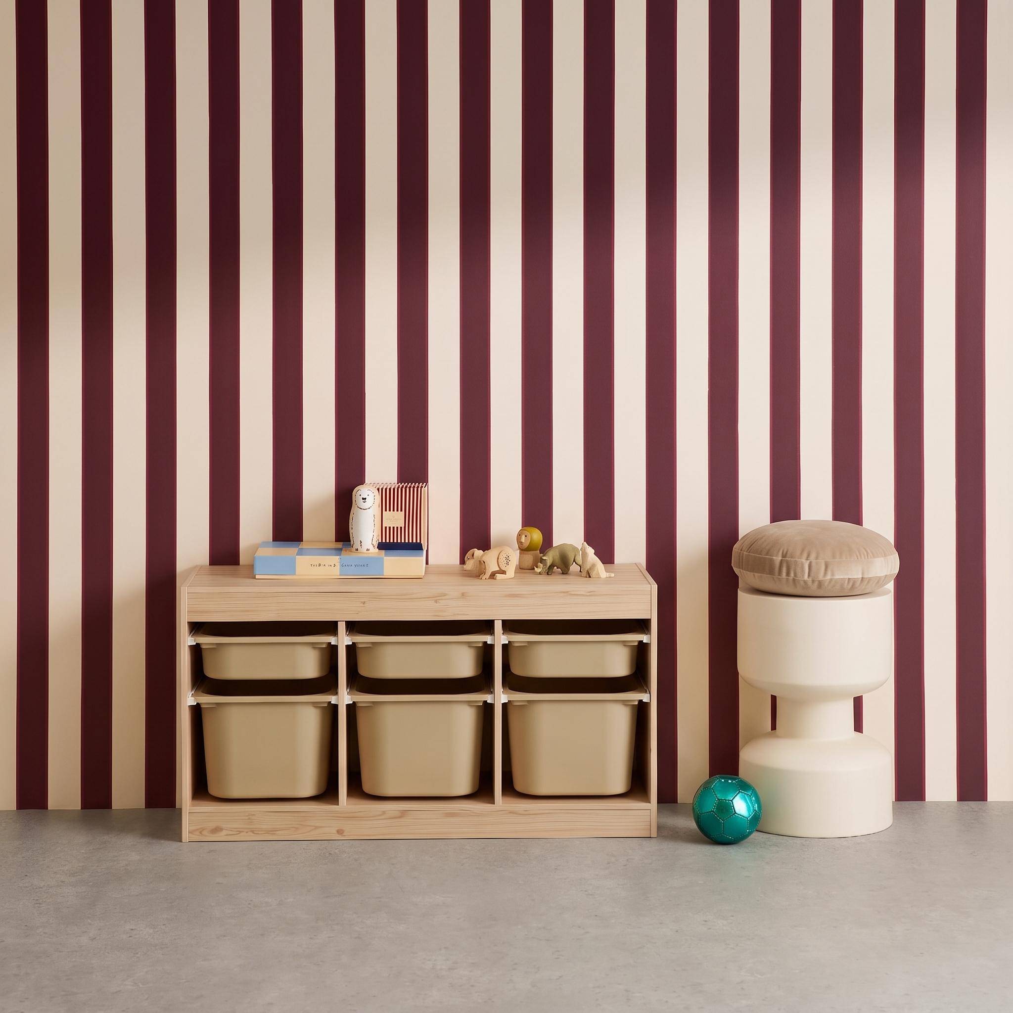 Children's storage furniture wood decor 6 storage bins beige 96x38.5x53 cm - Sora,sweeek,Photo1