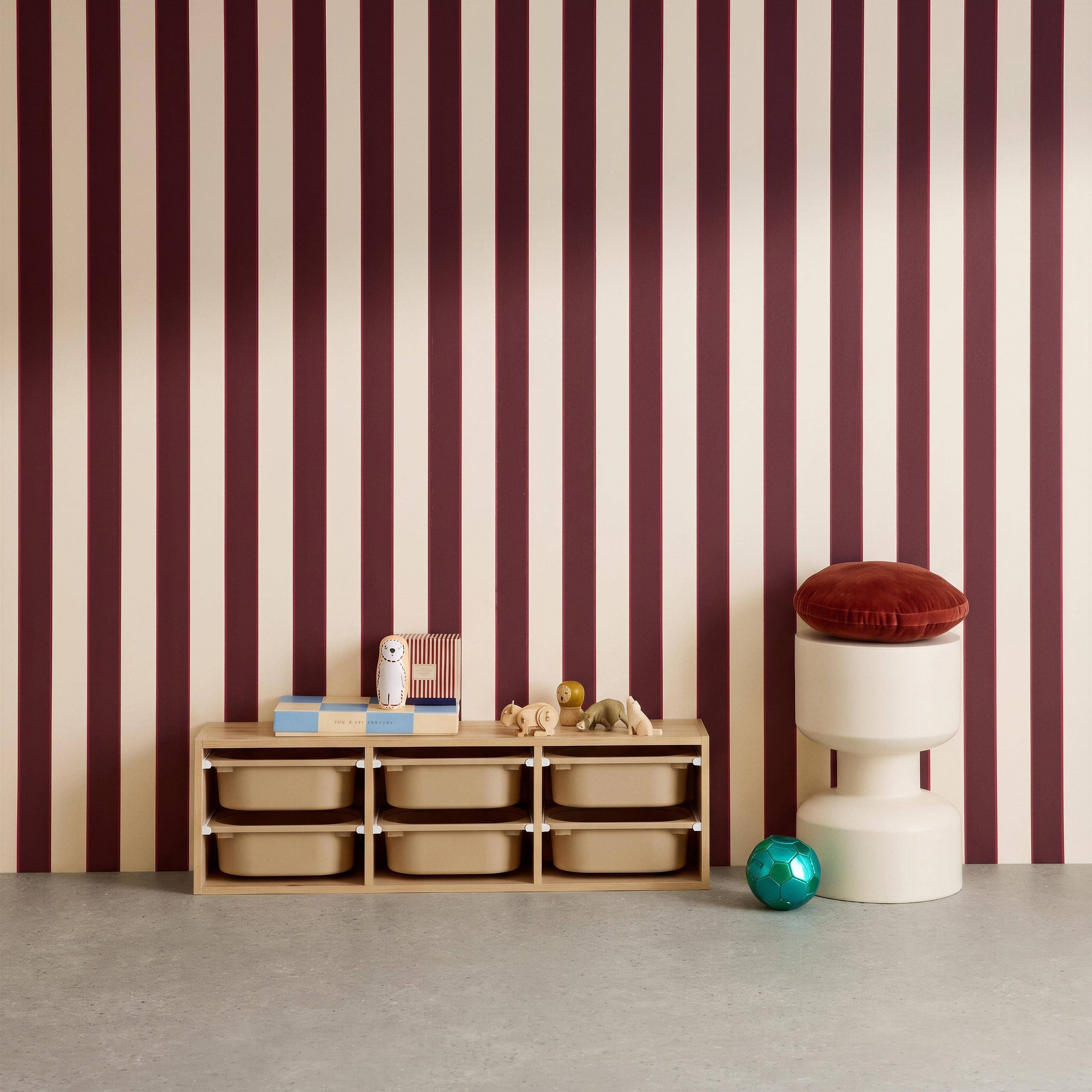 Meuble de rangement naturel pour enfant, 6 bacs en plastique beige - Sora Photo1