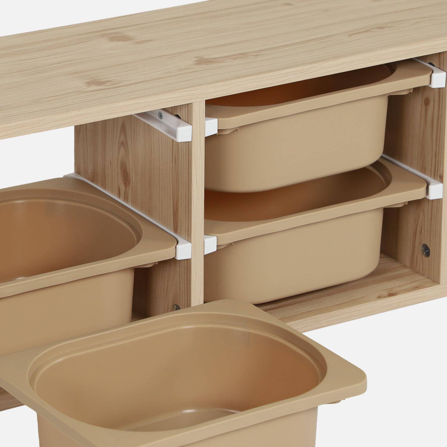 Mueble de almacenamiento infantil horizontal, 6 cajas coloridas, Sora, Beige, 97.5x21x29.4 cm Photo4