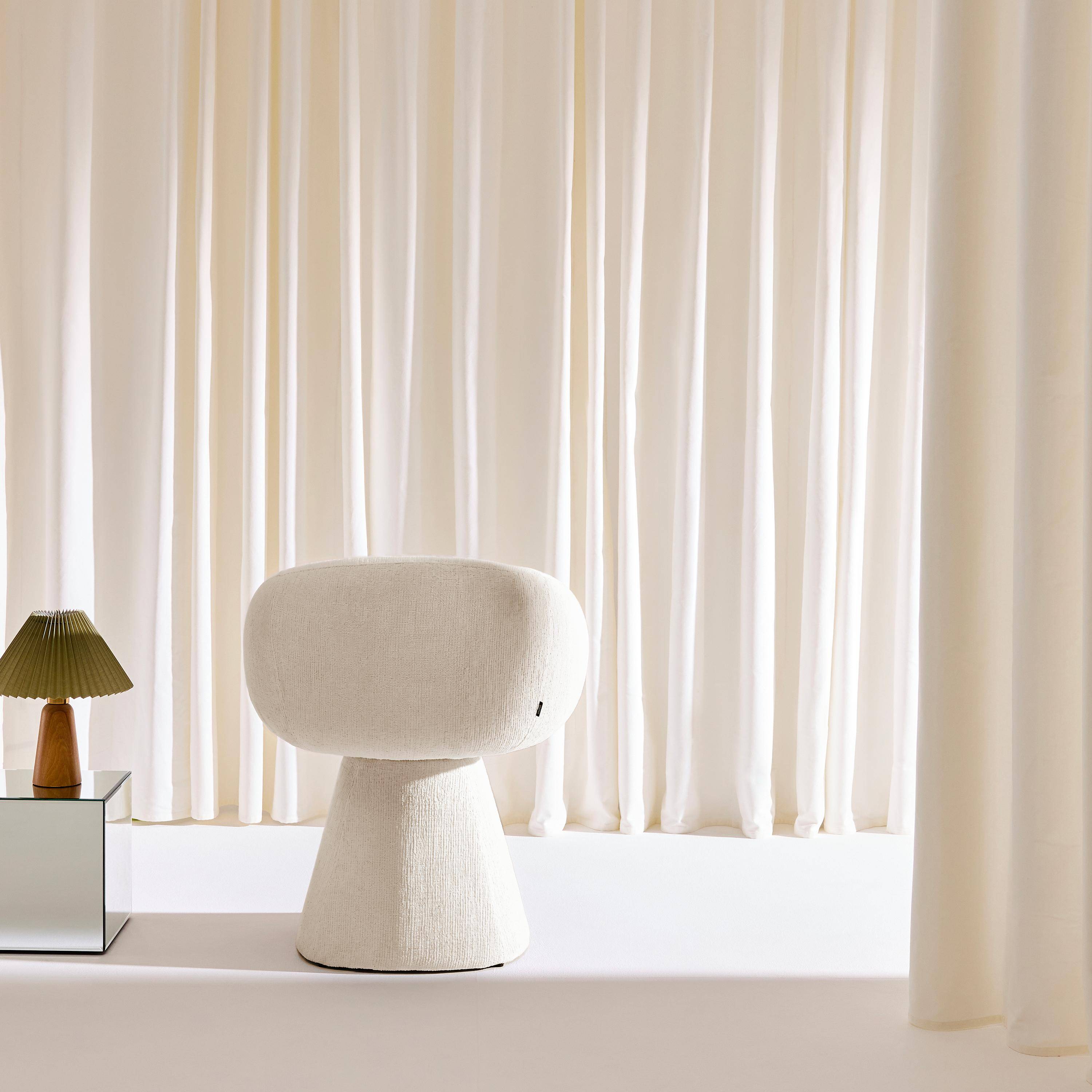 Fauteuil van katoen stof 180° draaibaar beige - Assia Photo3