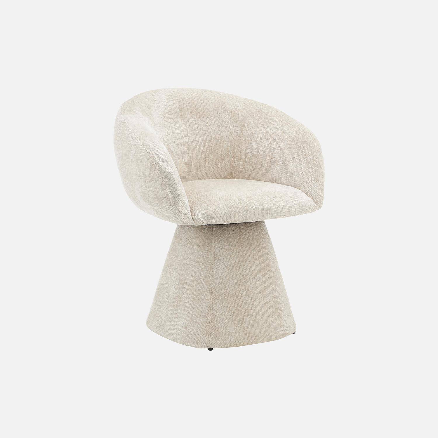 Poltrona girevole 180° in tessuto di cotone Beige - 69x64x80.5 cm Photo1
