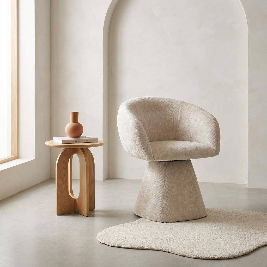 Fauteuil 180° draaibaar van katoen stof beige - Assia,sweeek,Photo1
