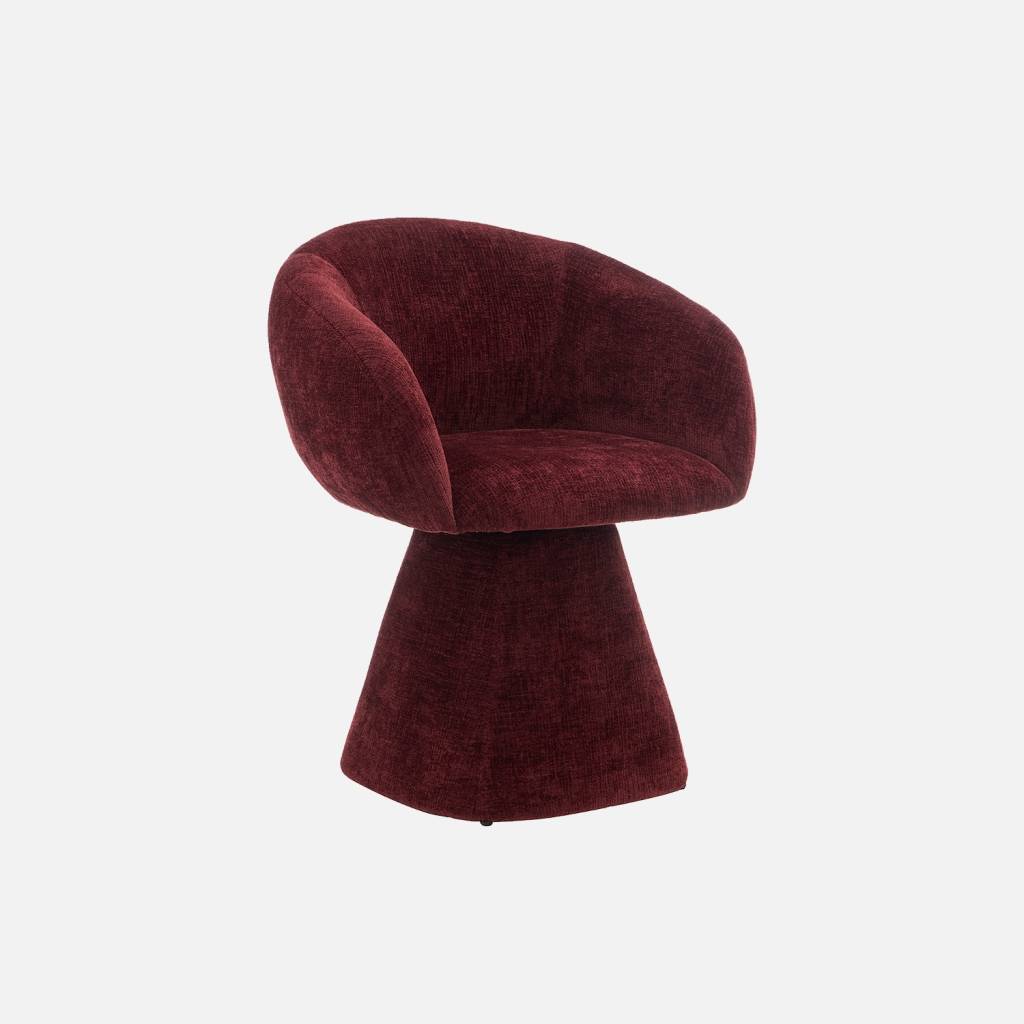 Poltrona girevole 180° in tessuto di cotone, Bordeaux