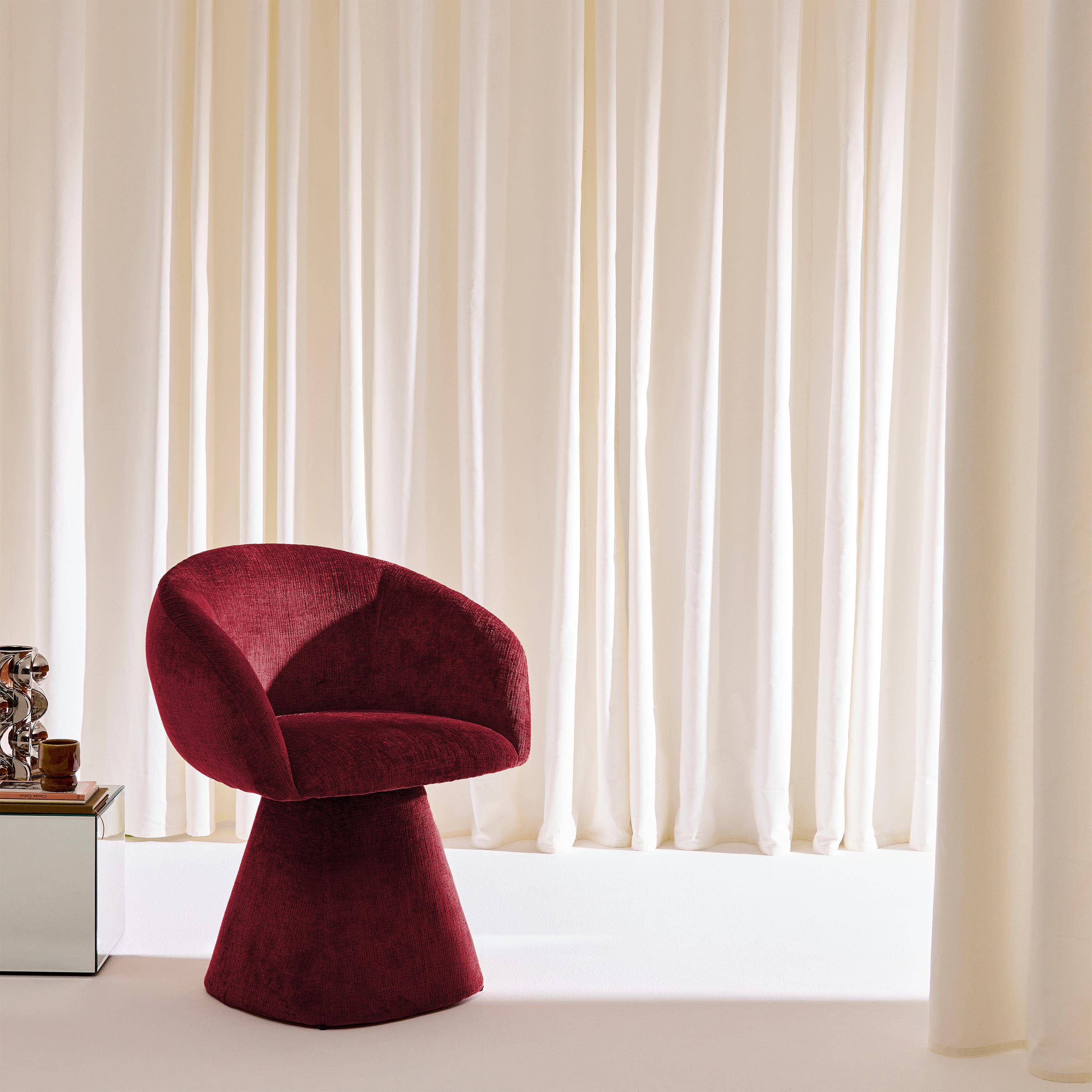 Fauteuil 180° draaibaar van katoen stof bordeauxrood - Assia,sweeek,Photo2