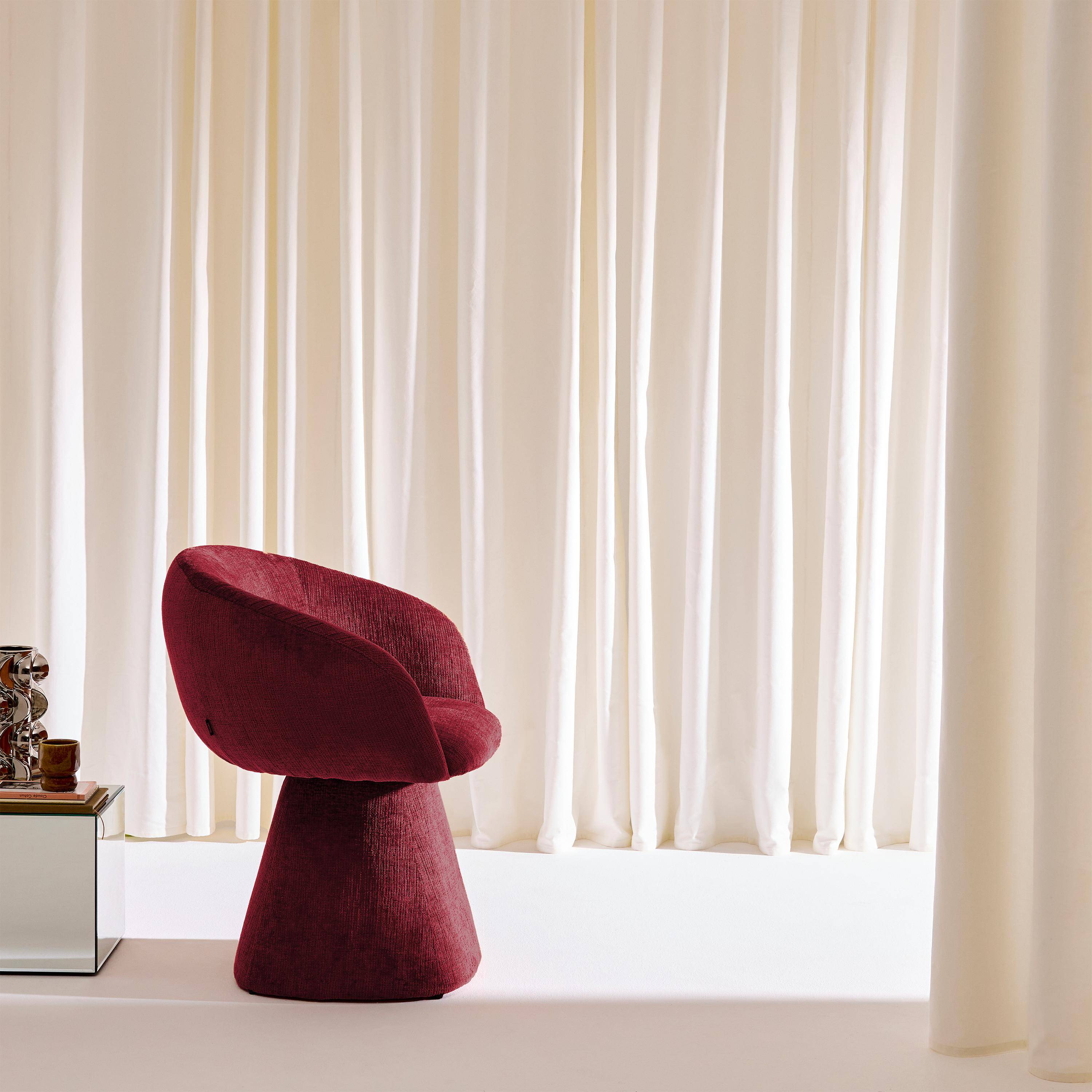 Fauteuil 180° draaibaar van katoen stof bordeauxrood - Assia Photo3