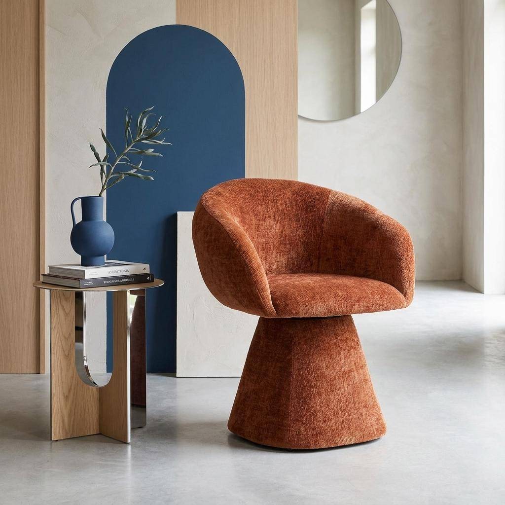 Fauteuil van katoen stof 180° draaibaar terracotta - Assia,sweeek,Photo1