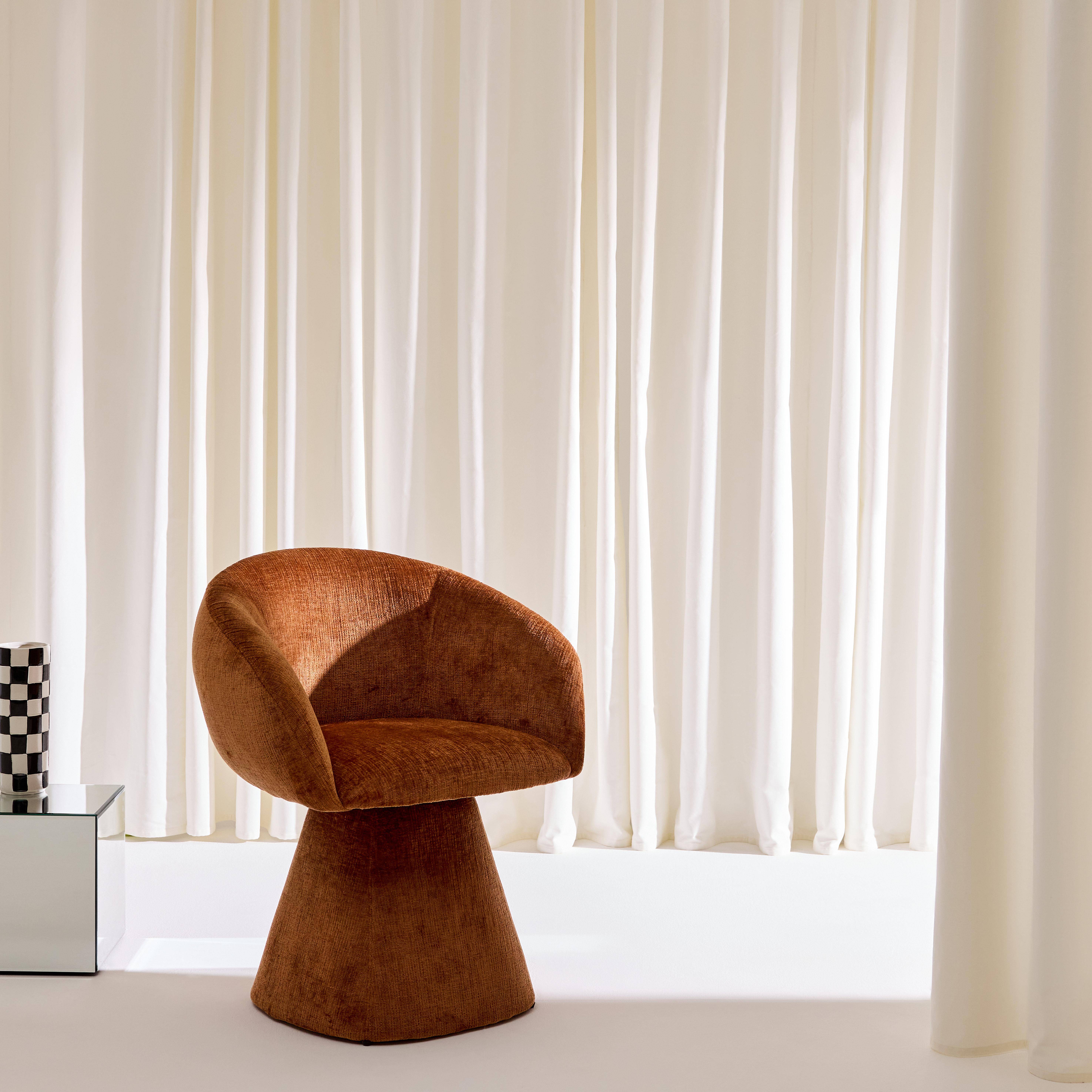 Fauteuil 180° draaibaar van katoen stof terracotta - Assia Photo3