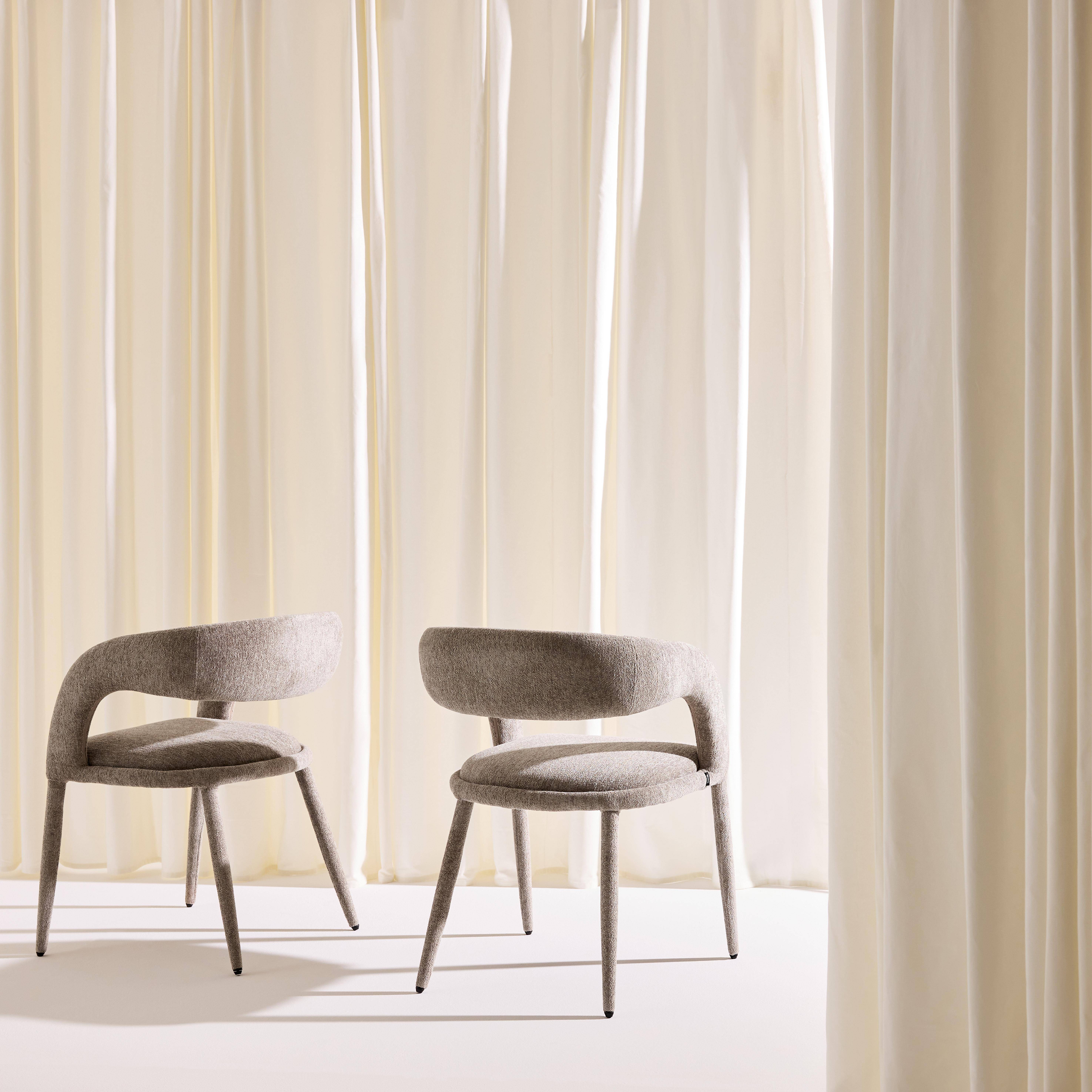 Set van 2 eigentijdse eetkamerstoelen stof taupe - Alessia Photo3