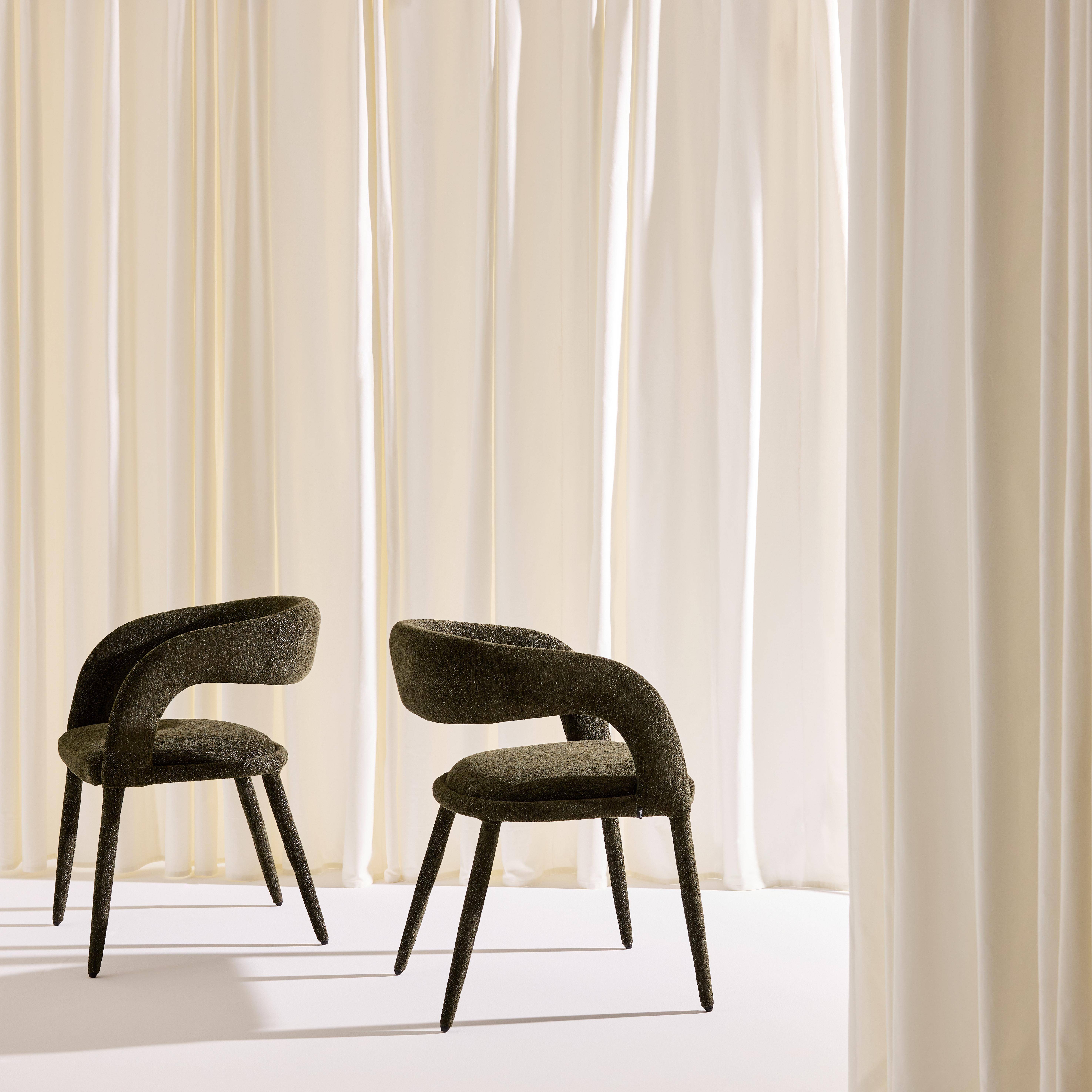 Sillón contemporáneo de tela, set de 2 Verde kaki - 57.5x58x77.5 cm Photo3