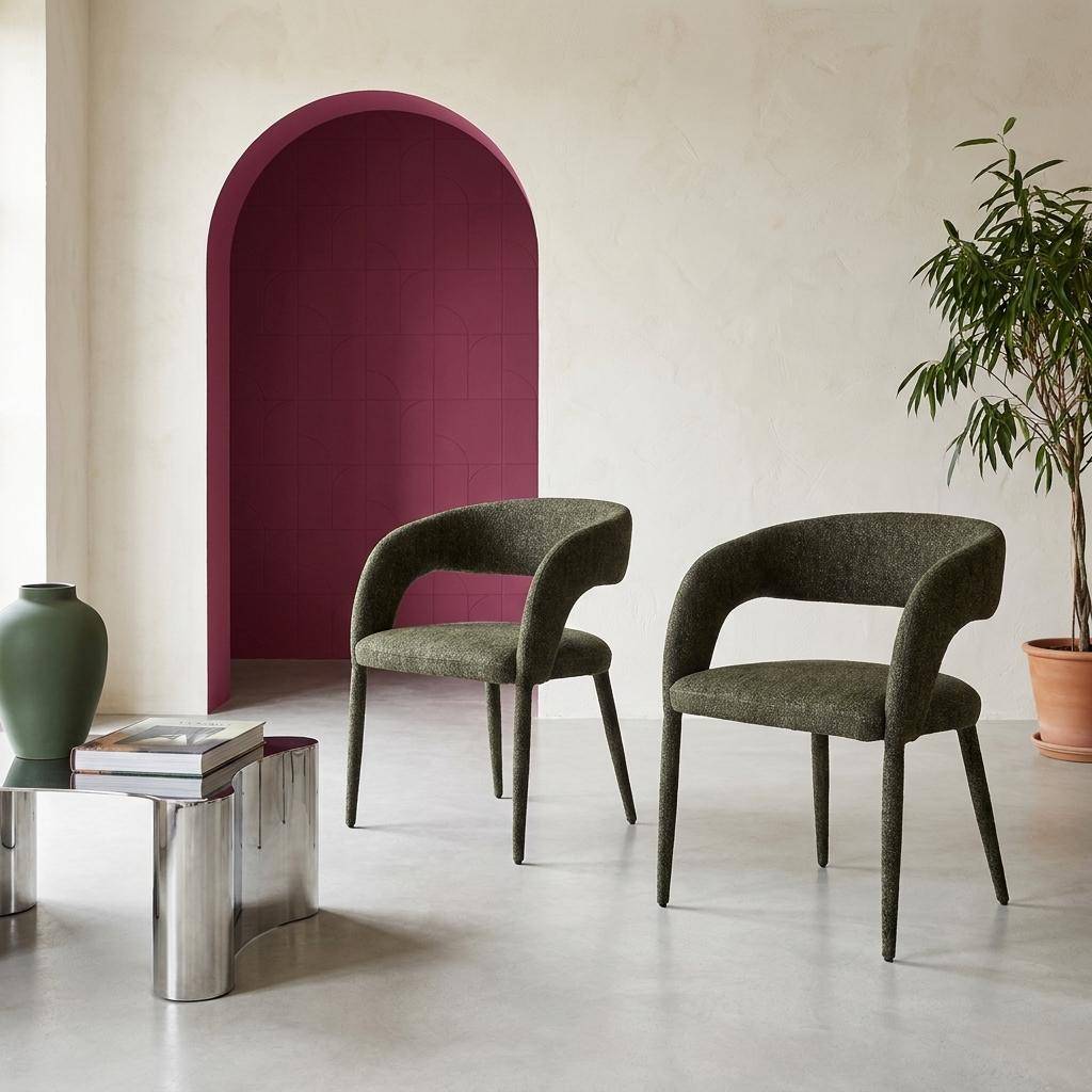 Lot de 2 fauteuils contemporain tissu kaki - Alessia,sweeek,Photo2