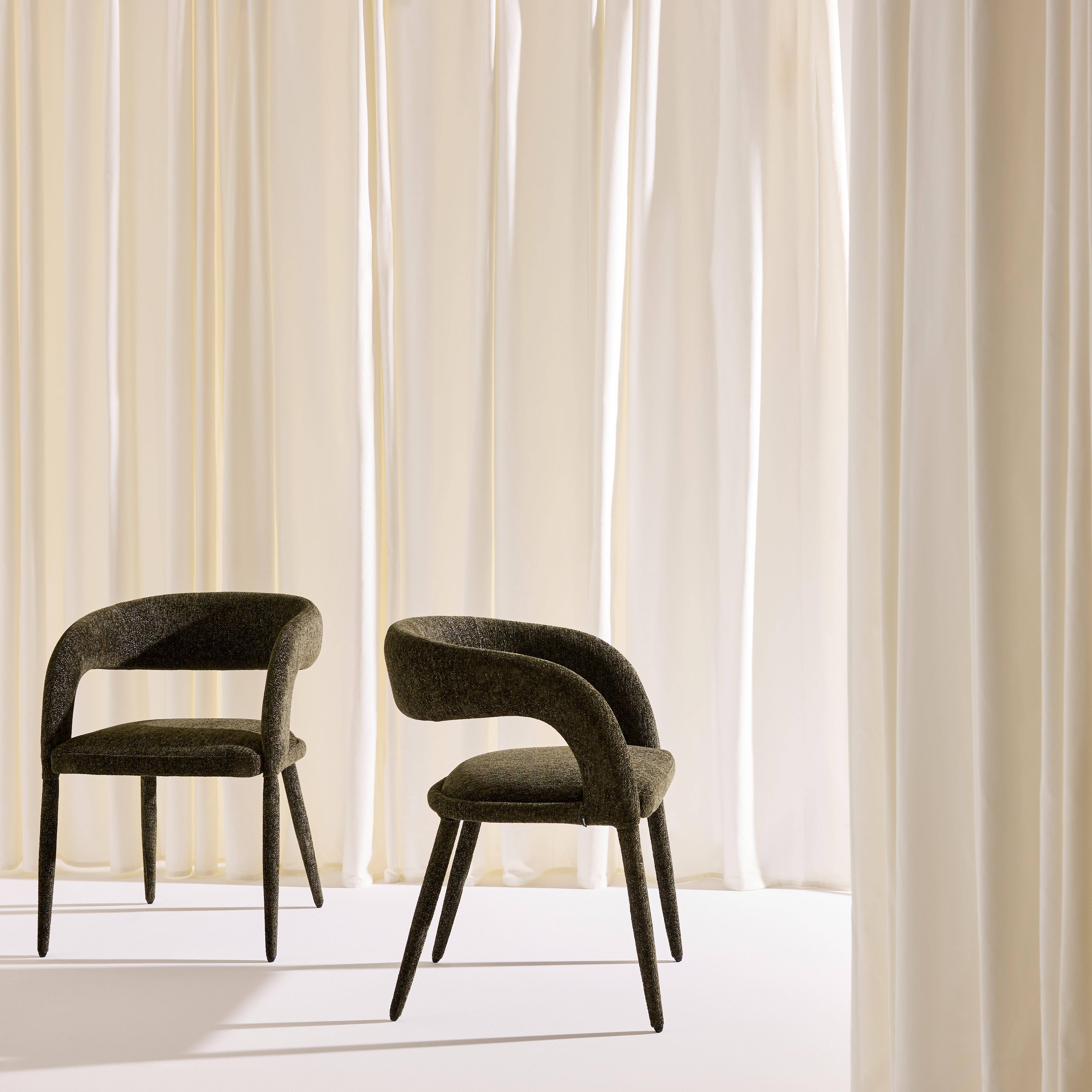 Sillón contemporáneo de tela, set de 2 Verde kaki - 57.5x58x77.5 cm Photo2