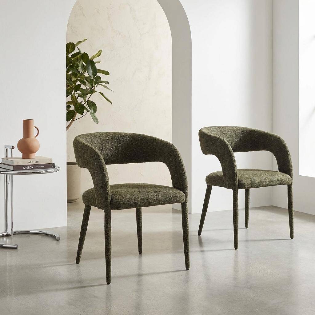 Lot de 2 fauteuils contemporain tissu kaki - Alessia Photo1